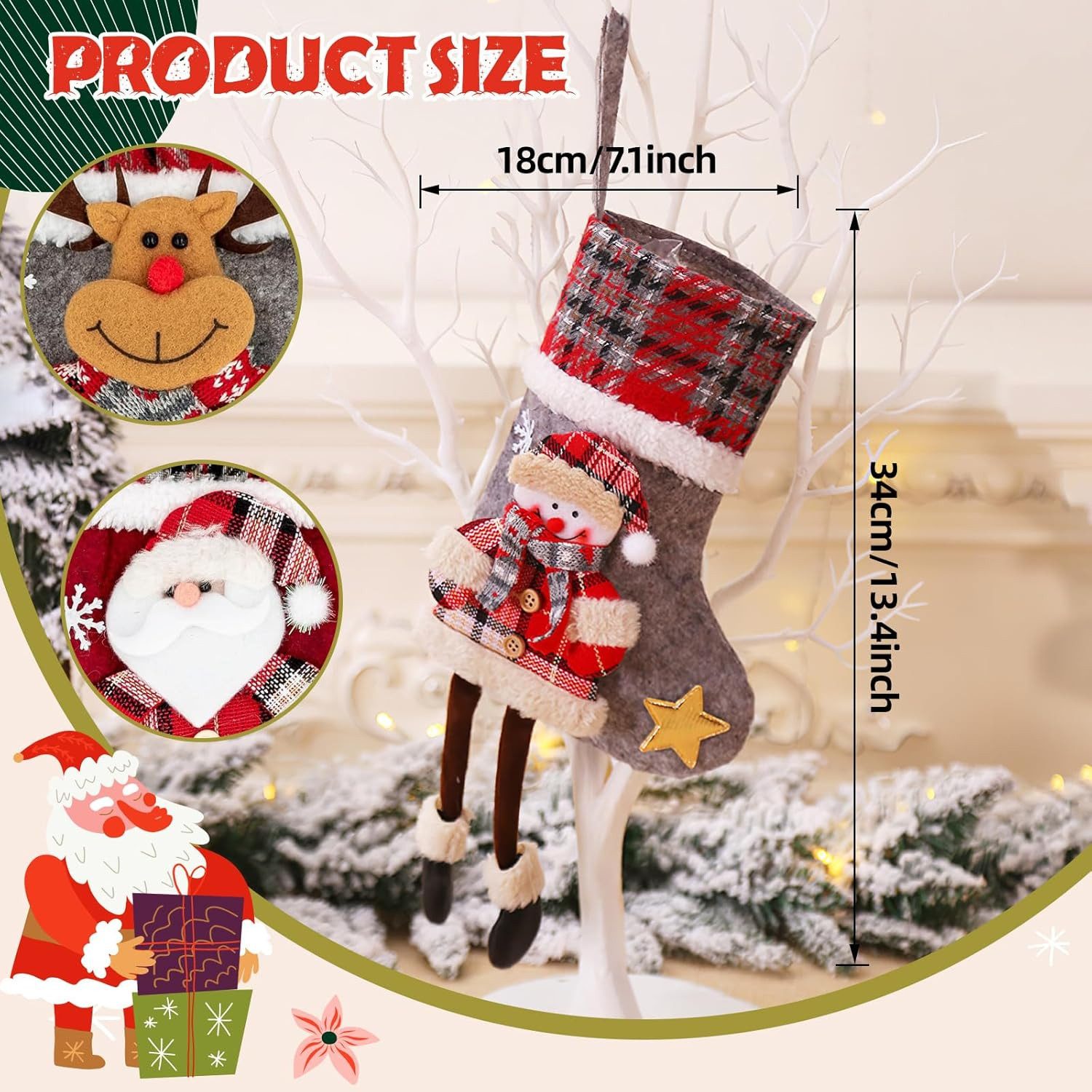 FOUORTUNATE-BEE Dekohänger 3er Set Nikolausstrumpf Kinder Klein Weihnachtss günstig online kaufen