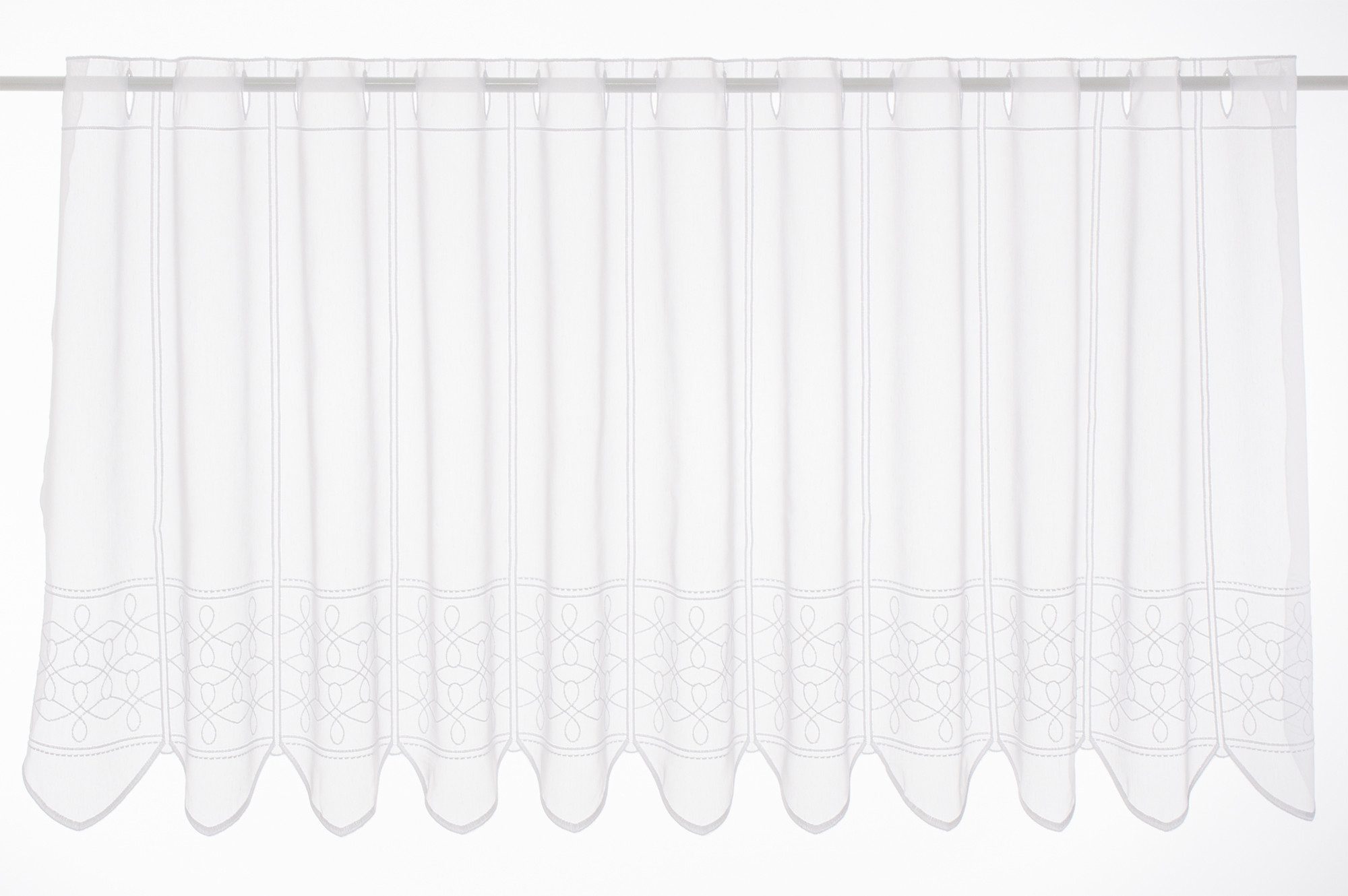 Gardinen Kranzusch Scheibengardine Strukturvoile mit Linien-Stickerei (1 St), Stangendurchzug, transparent, Stablöcher,transparent,verschiedene Höhen, Breiten