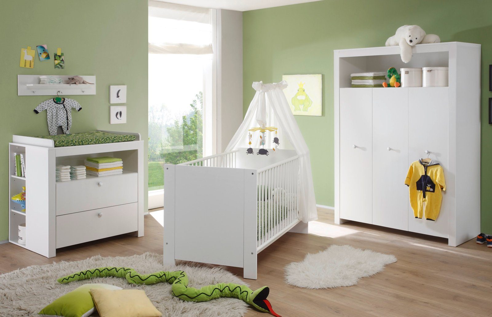 trendteam Babyzimmer-Komplettset Olivia, (weiß, Möbelset 6-teilig),  wahlweise mit rosa oder blau