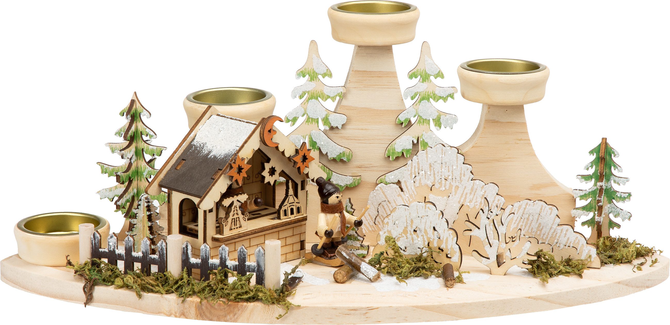 SIKORA Dekoobjekt DK06 Holz Kerzenhalter Teelicht Winter Deko Landschaft