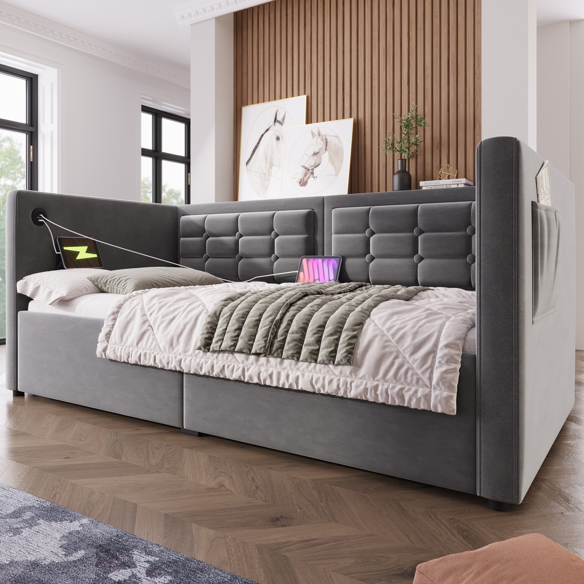 STILVORA Schlafsofa mit Bettkasten,Jugendbett Polsterbett 90x200 mit matrat günstig online kaufen