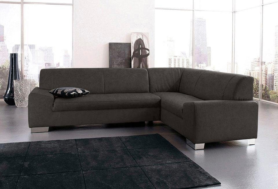 DOMO collection Ecksofa Alisson, zeitlose Optik, flache Armlehnen, Breite 249cm, L-Form, fester Sitzkomfort, wahlweise mit Bettfunktion