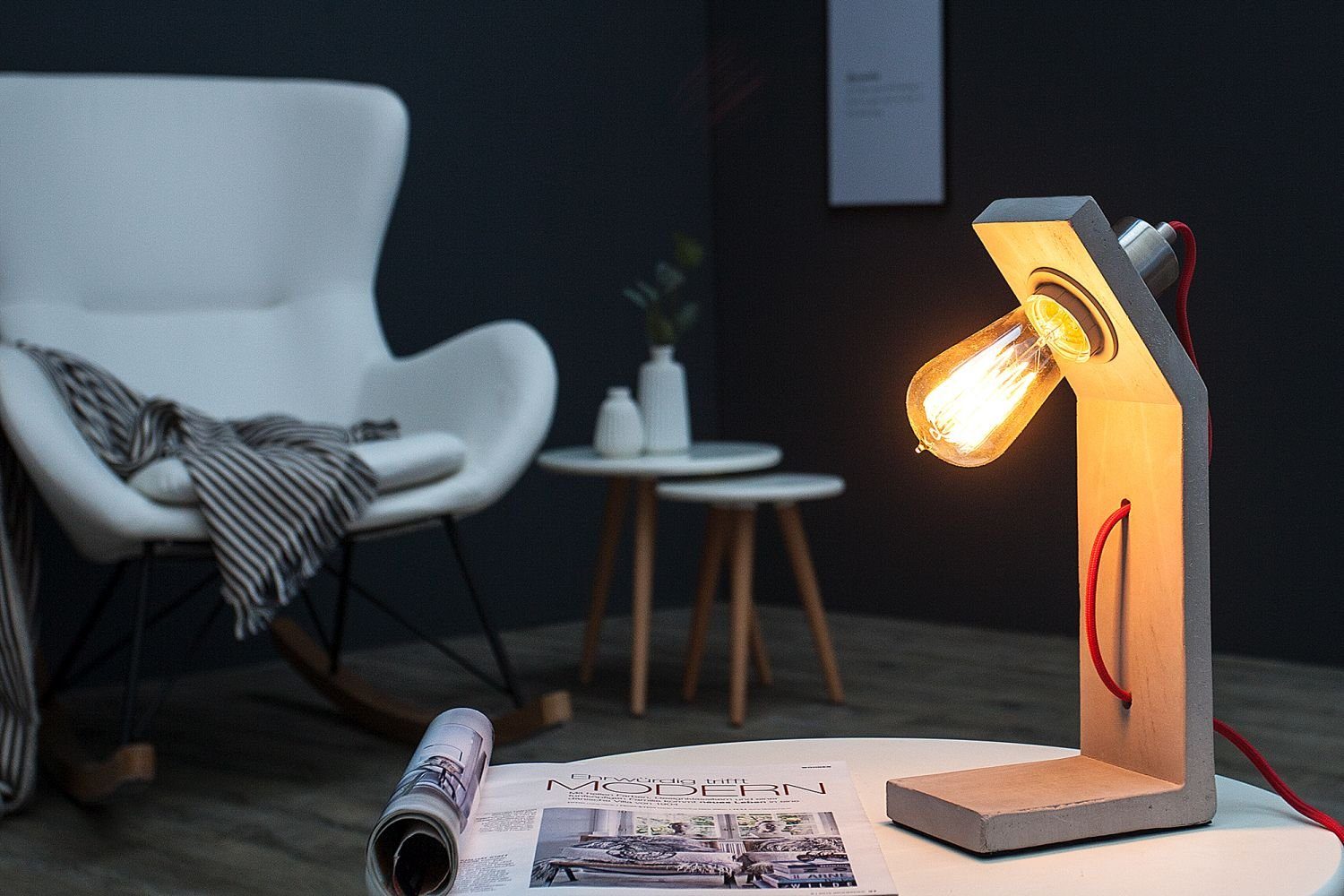 Modern Design CEMENT, ohne Schreibtischlampe massiv Beton Licht-Erlebnisse Leuchtmittel, Schreibtischlampe