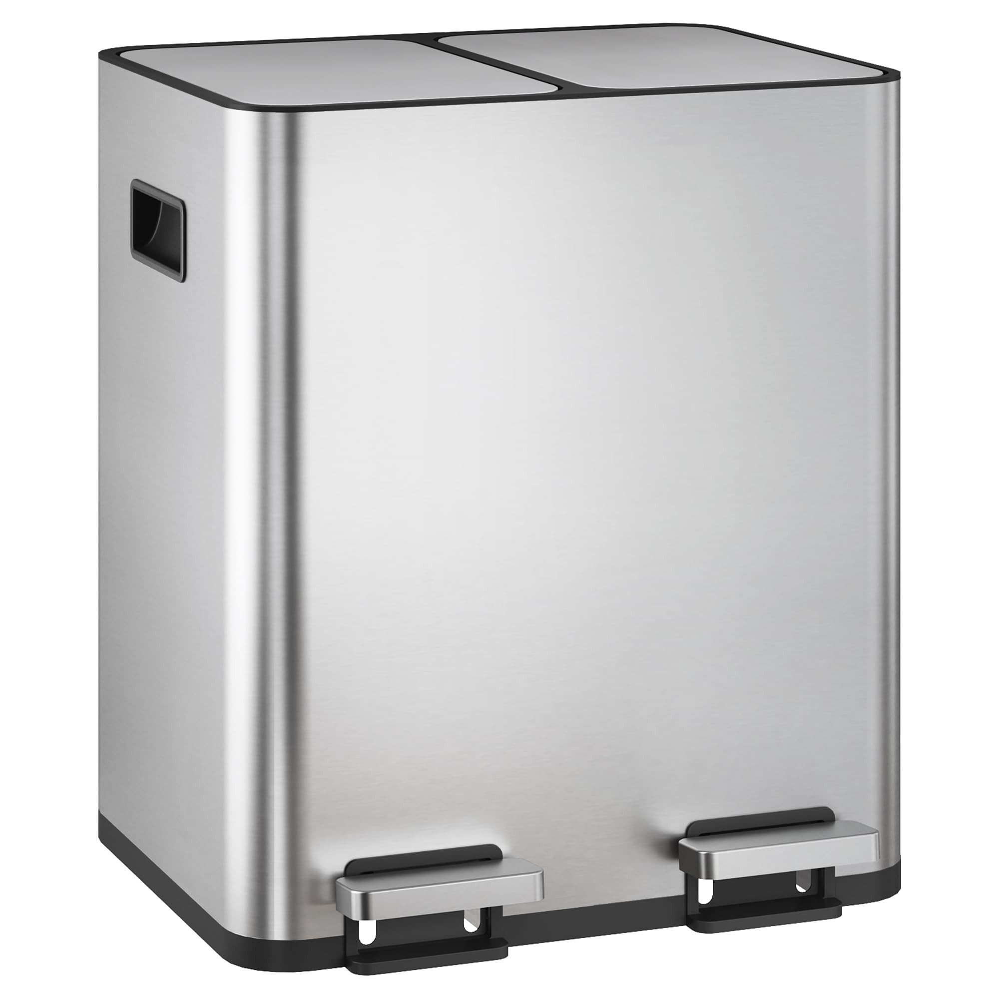 WLIVE Mülleimer Küche 30/60L (2x15/30L), Doppel-Mülleimer mit 2 Fächern, Edelstahl, für Küche & Haushalt