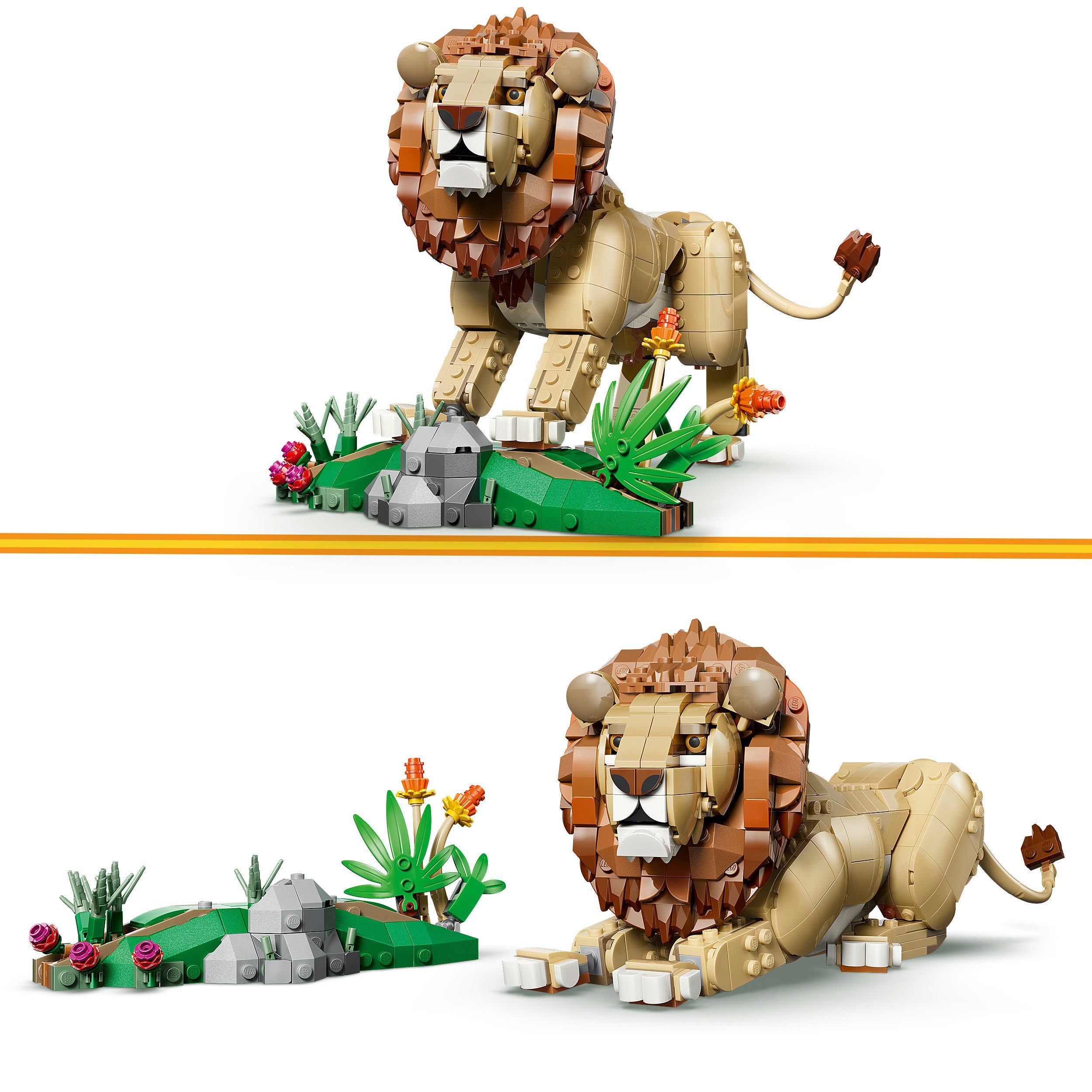 LEGO® Wilde Tiere: Majestätischer Löwe (31386), LEGO Creator Konstruktionsspielsteine, (839 St), Made in Europe – Bild 4 von 5