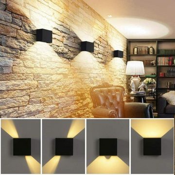 LETGOSPT Wandleuchte 7W LED Wandlampe Cube Lampe Auf & ab Einstellbarer Wand Strahler Licht, LED fest integriert, Warmweiß, IP65, mit Bewegungsmelder, für Wohnzimmer, Schlafzimmer, Gaststätten