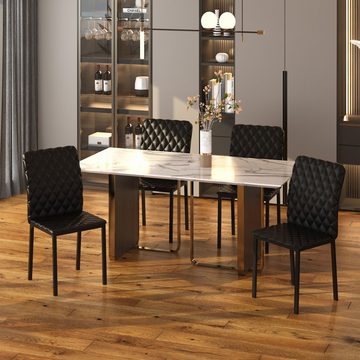 HOMCOM Esszimmerstuhl 4er-Set Stühle Küchenstühle Essstuhl, Gepolsterte Esszimmerstühle (Küchenstuhl, 4 St), mit rutschfesten Fußkappen