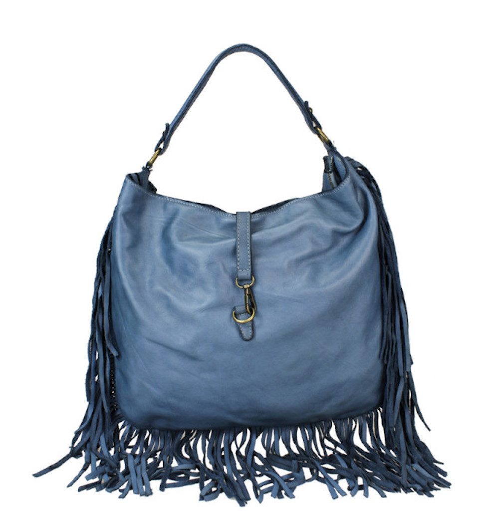 BZNA Schultertasche Napoli Designer Damen Handtasche Ledertasche Shopper, mit Fransen