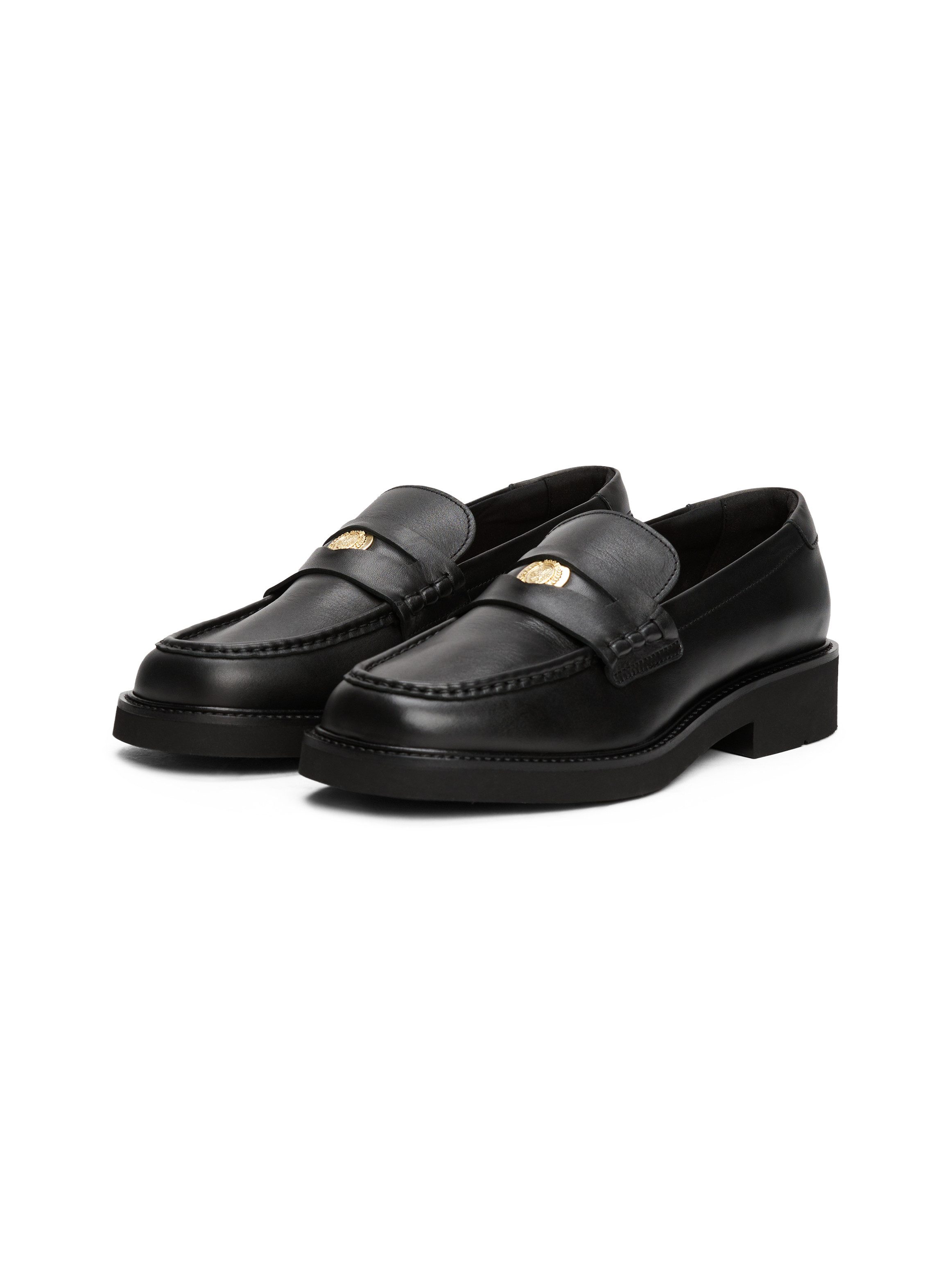 Tommy Hilfiger CREST SQUARISH TOE PENNY LOAFER Loafer, Blockabsatz, Slipper, Businessschuh mit Schmuckelement
