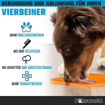 Pätsworld Tier-Beschäftigungsspielzeug Leckmatte für Hunde, 2er Pack Schleckmatte + Silikonspachtel