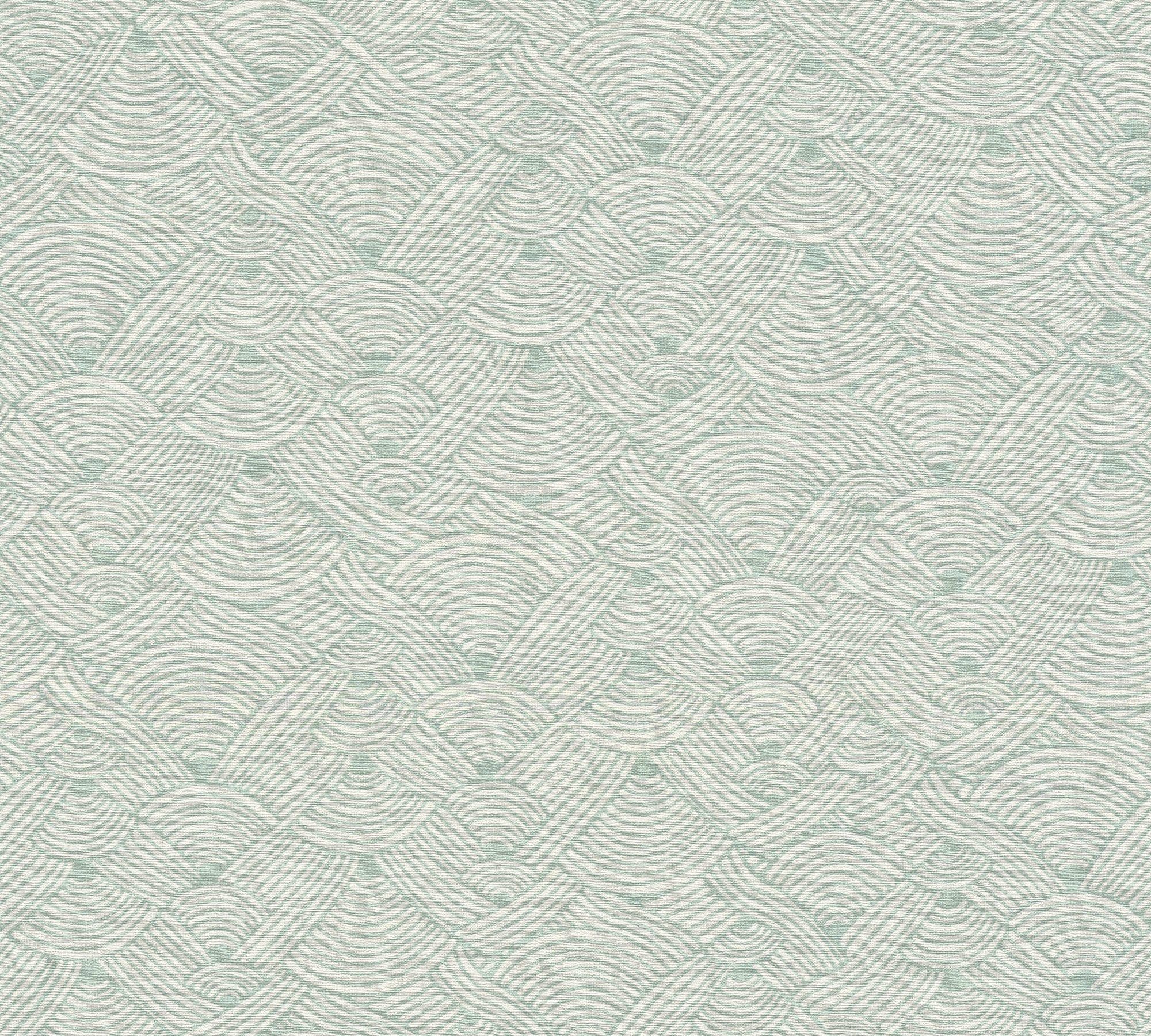 strukturiert, Nara Création Ethno, Vliestapete leicht Grün,Weiß matt, A.S. ArtDeco St), (1 Mustertapete