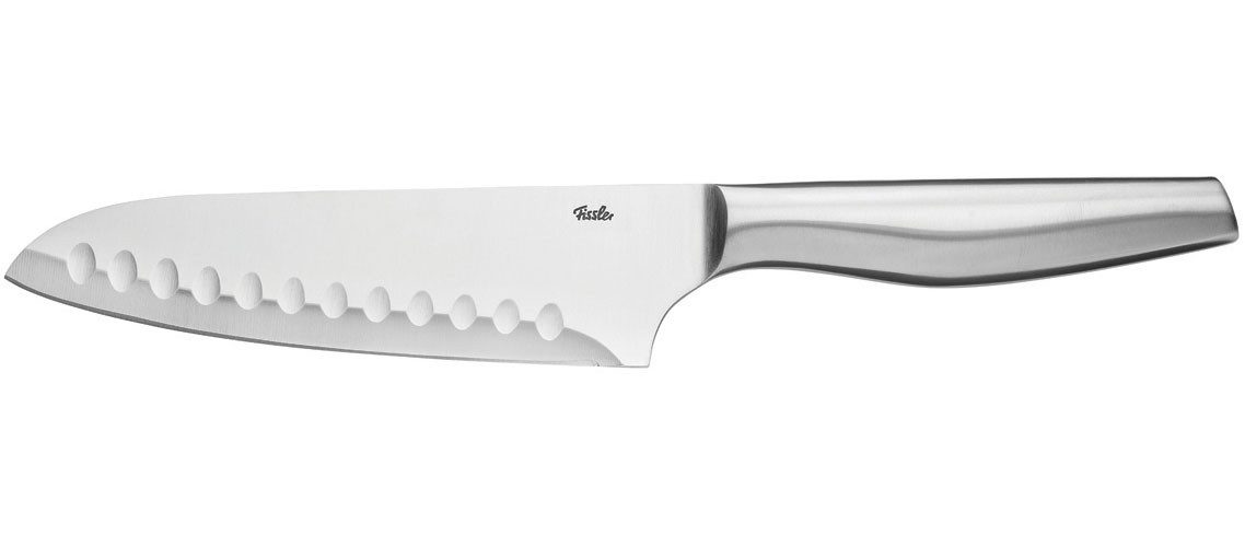 Fissler Santokumesser Essential, breite Klinge, Halbkropf, leicht gebogenes Klingenprofil, Kullen