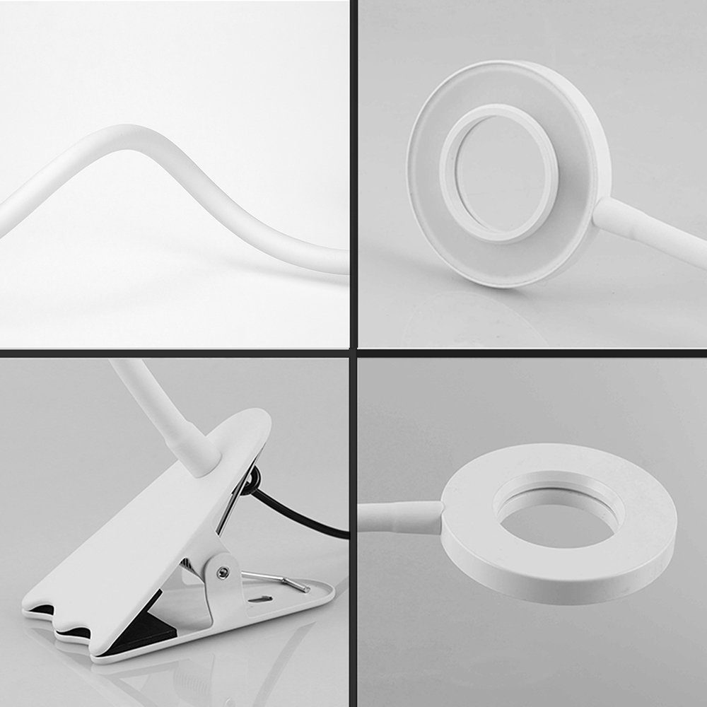 GelldG Schwanenhals 360° LED Leselampe Weiß Augenpflege, LED Leselampe