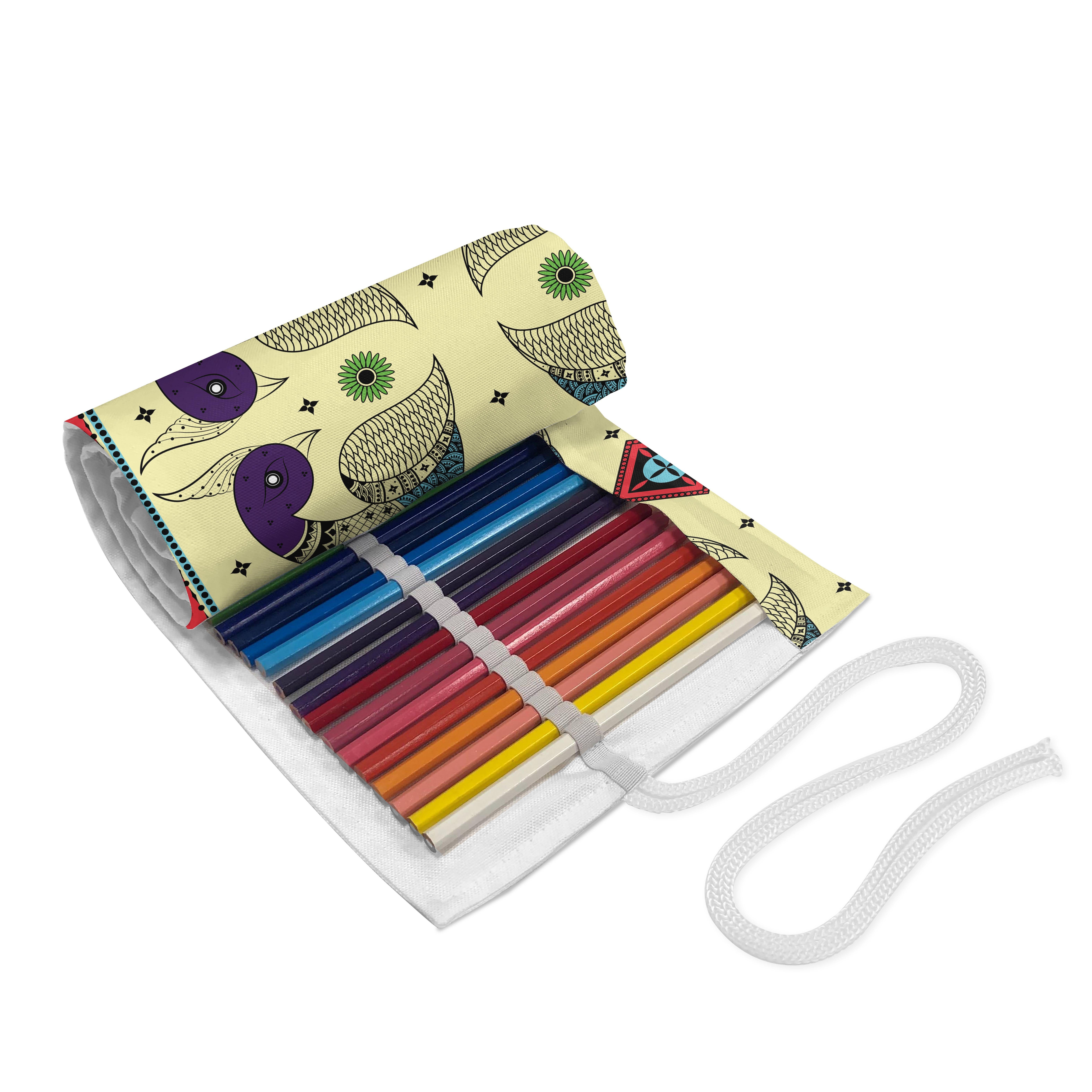 Abakuhaus Federmäppchen langlebig und tragbar Segeltuch Stiftablage Organizer, Stammes Pfau-Muster