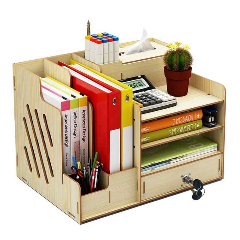 zggzerg Aktenregal Schreibtisch-Organizer aus Holz, große Kapazität, zusammenbaubar
