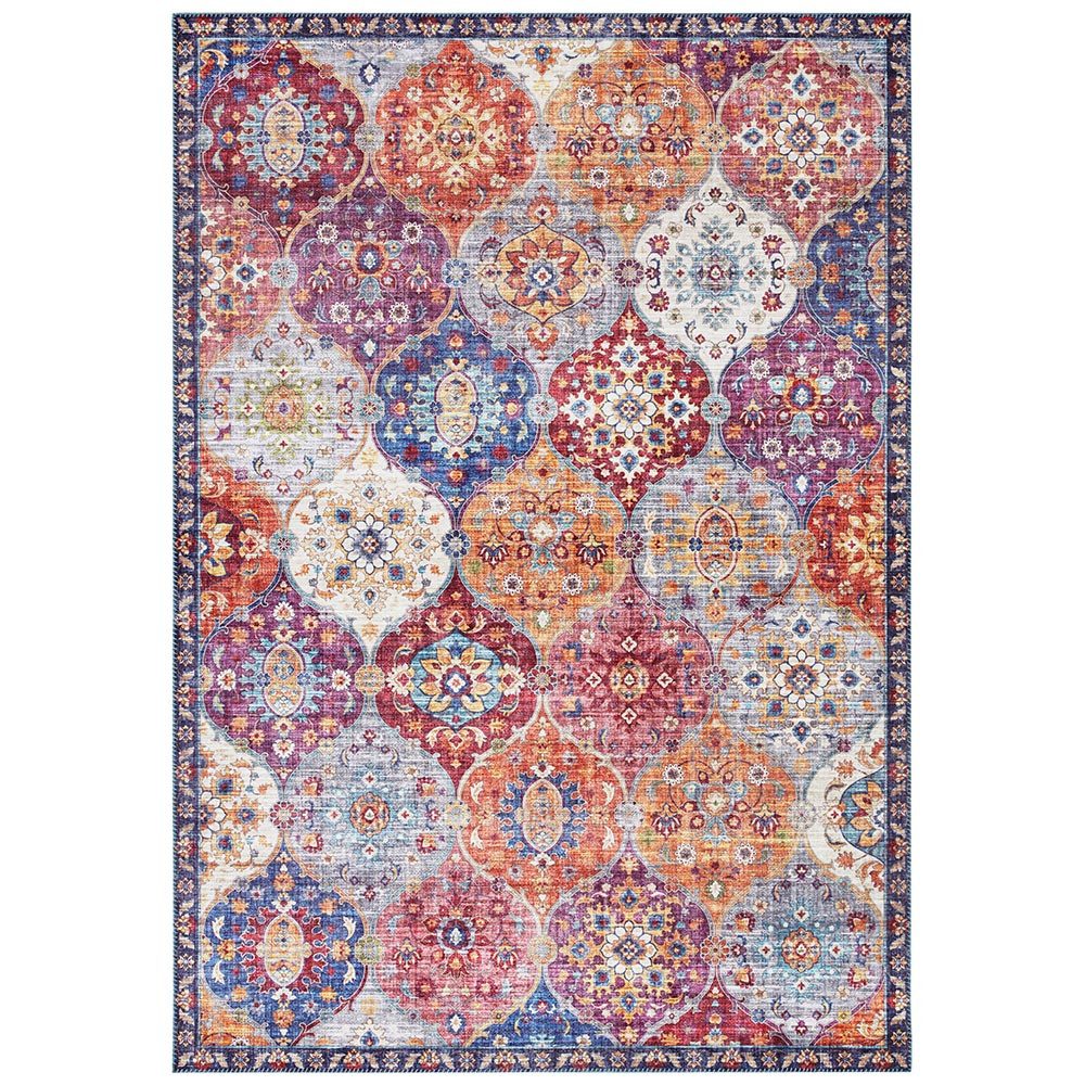 ELLE DECORATION Teppich Kurzflor Teppich Kashmir Ghom Bunt, rechteckig, Höhe: 7 mm