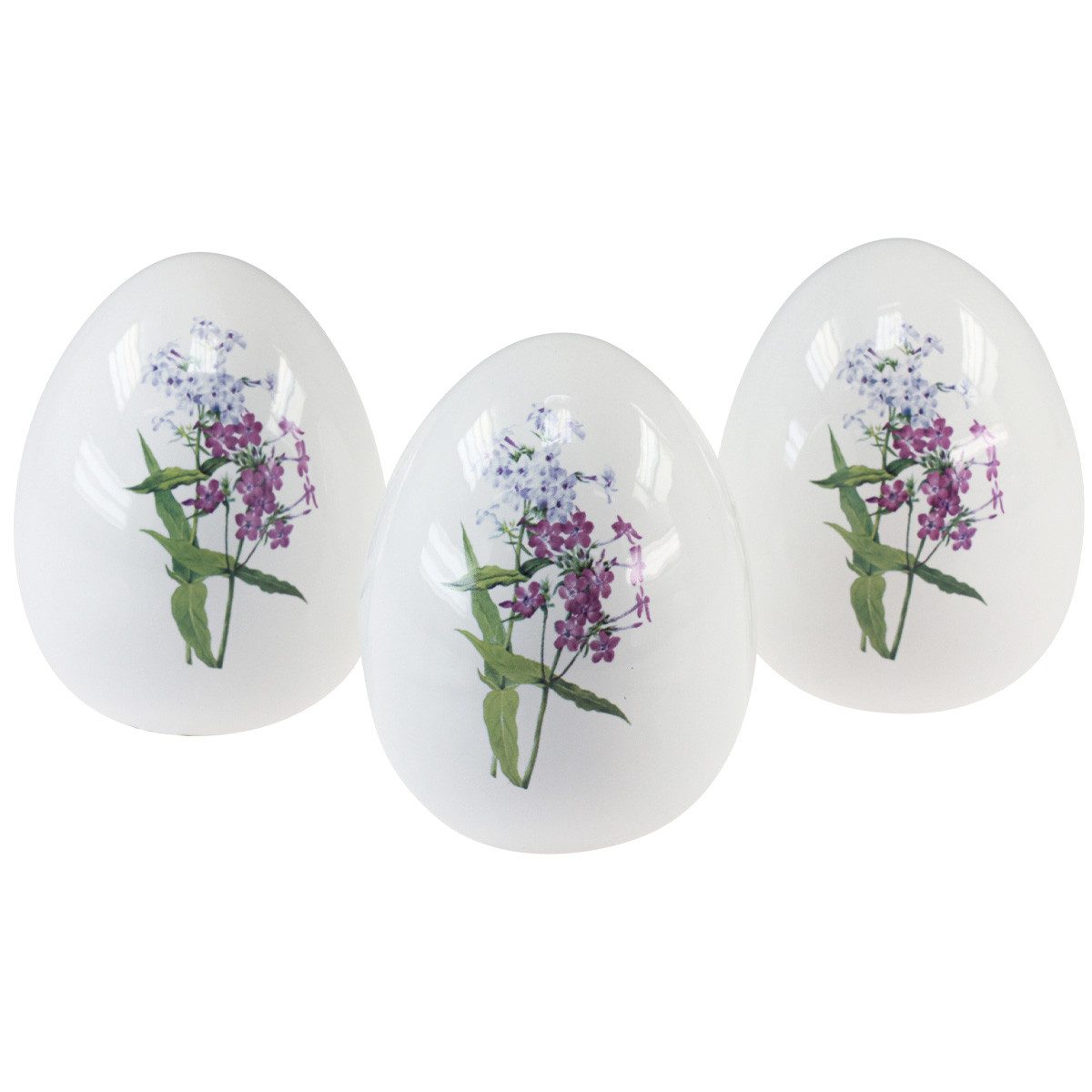 Osterei Keramik Ostereier mit Blumendekor 12cm, Osterdeko Eier Set 3tlg