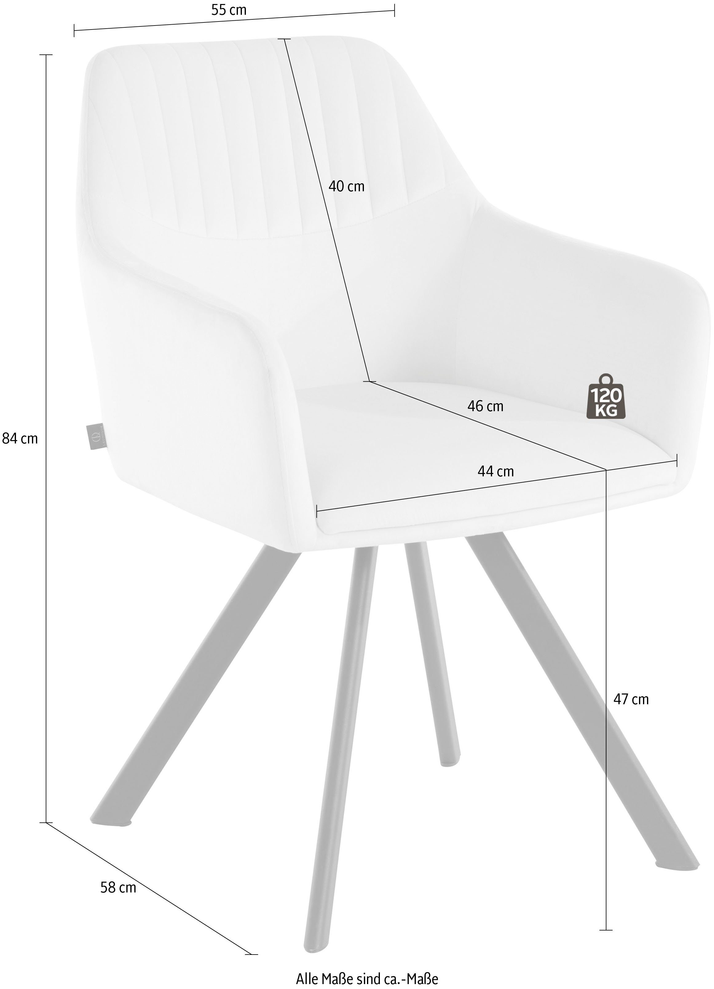 creme/schwarz creme 47 cm Sitzhöhe | Drehfunktion, (2 2er Lorianne St), 360° Metallbeine, erhältlich, im Set Armlehnstuhl Leonique