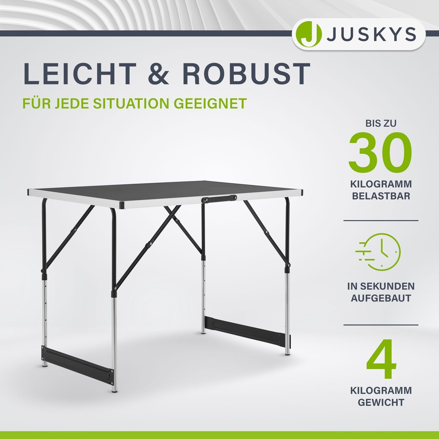 Juskys Tapeziertisch, 100x60x73 cm, 30 kg Tragkraft, platzsparend und standfest