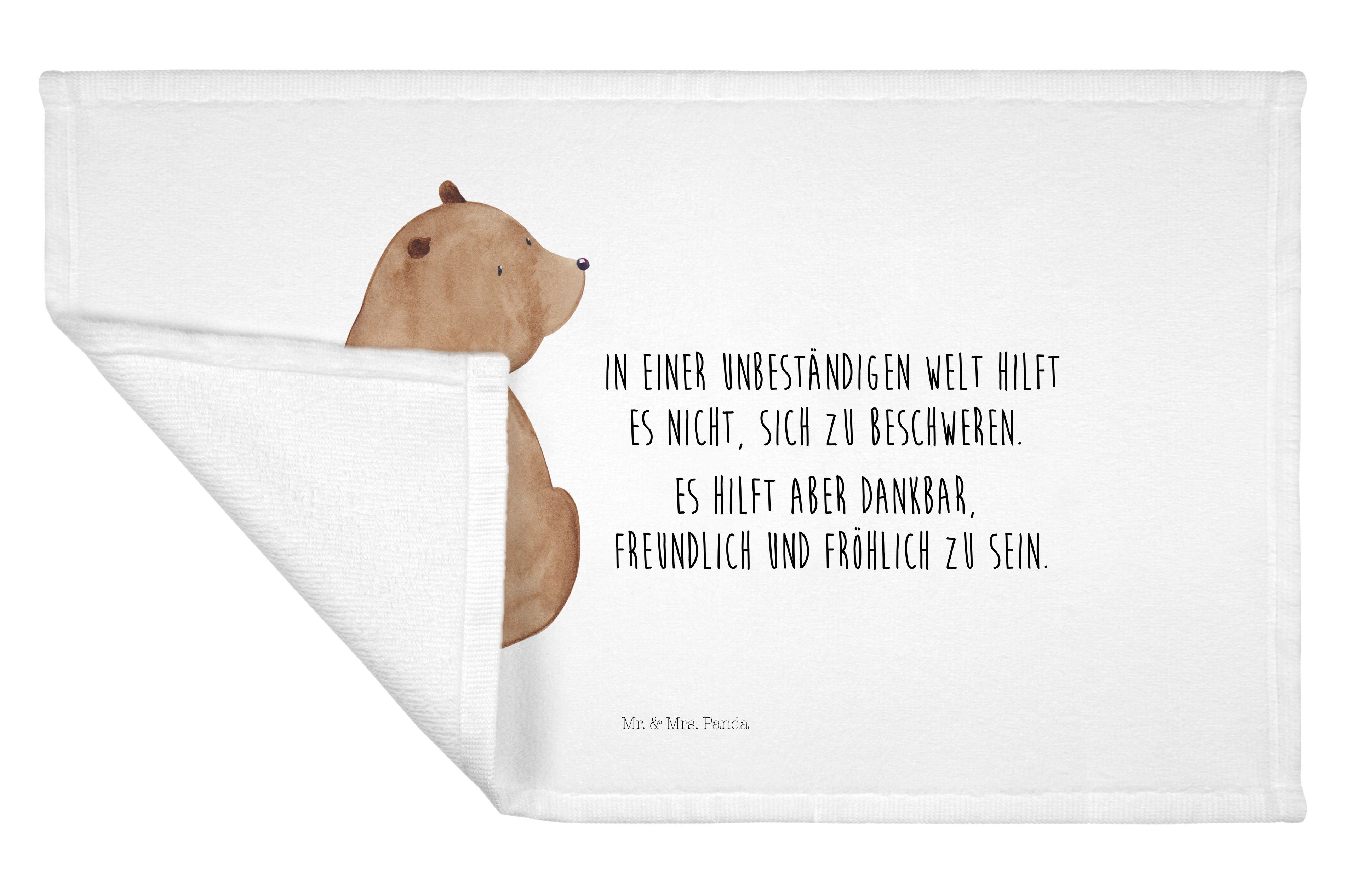 Mr. & Handtuch Sport Weiß - Handtuch, Teddy, Bär - (1-St) Mrs. Schulterblick Gästetuch, Geschenk, Panda