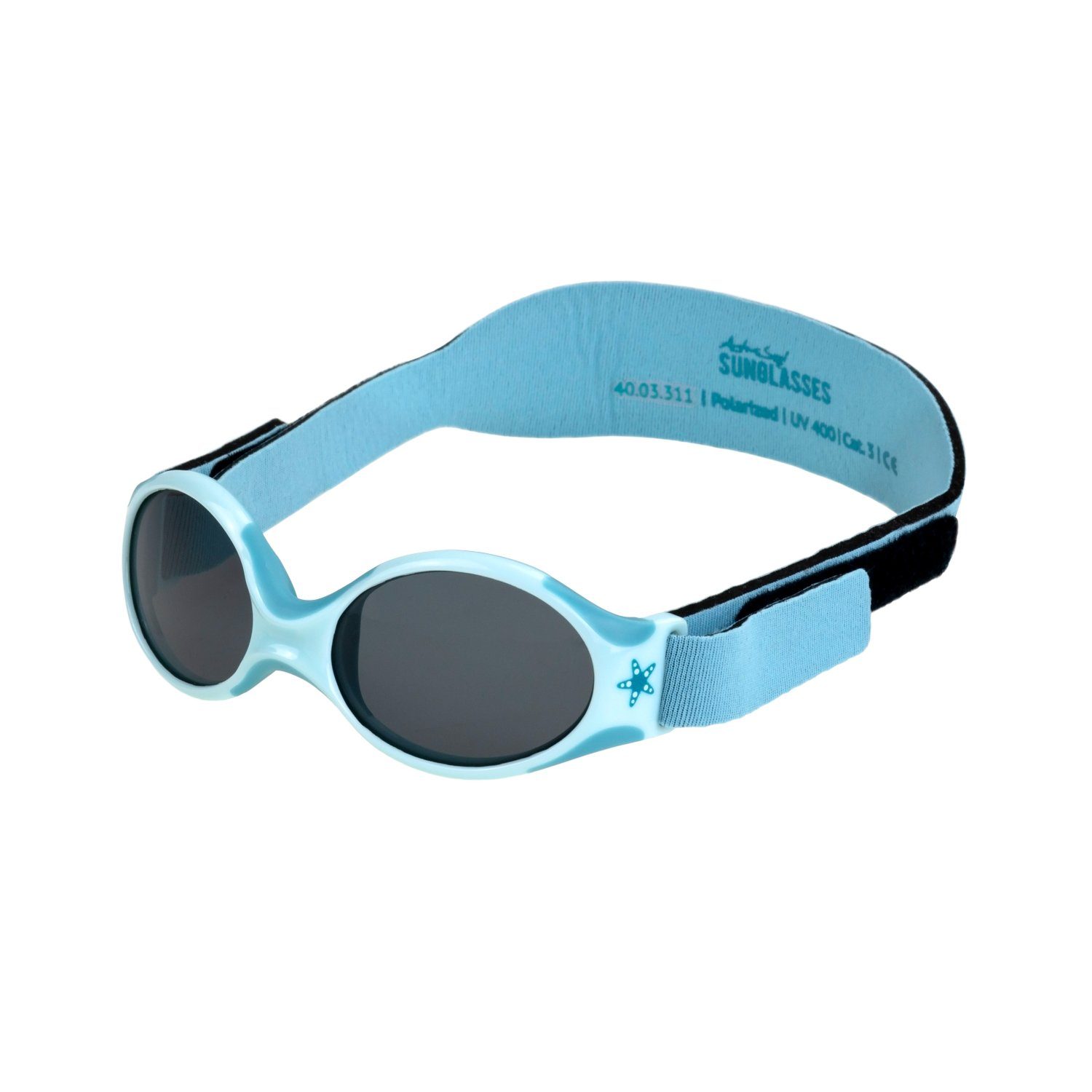ActiveSol SUNGLASSES Sonnenbrille Baby Sonnenbrillen EXPLORER, Jungen & Mädchen, 0-2 Jahre Polarisierte premium Gläser mit Lotuseffekt, supersoft, verstellbar Wal & Delfin - türkis
