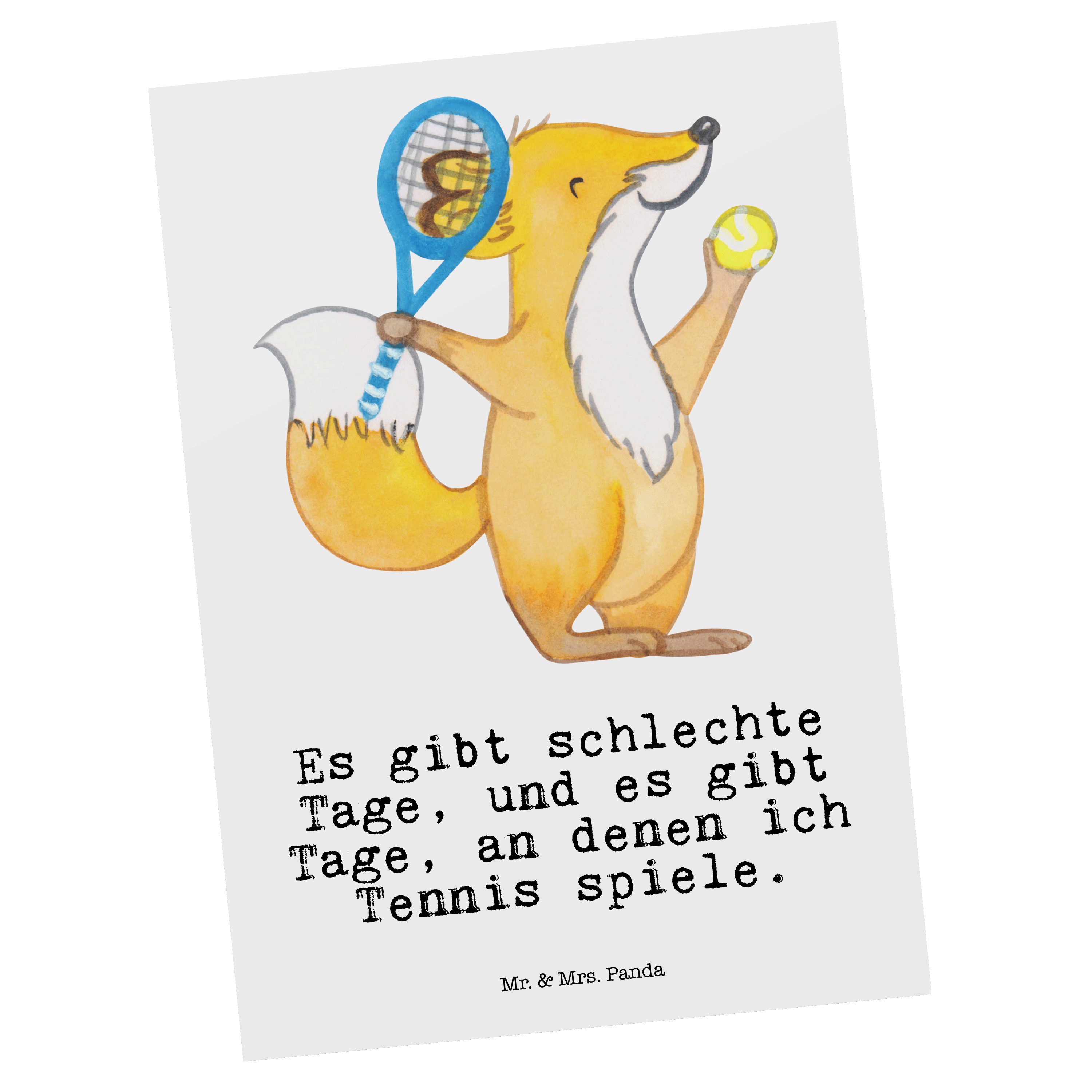 Mr. & Mrs. Weiß - Tennis spielen - Fuchs Schenken, Panda Geschenk, Postkarte Ansichtskarte Tage
