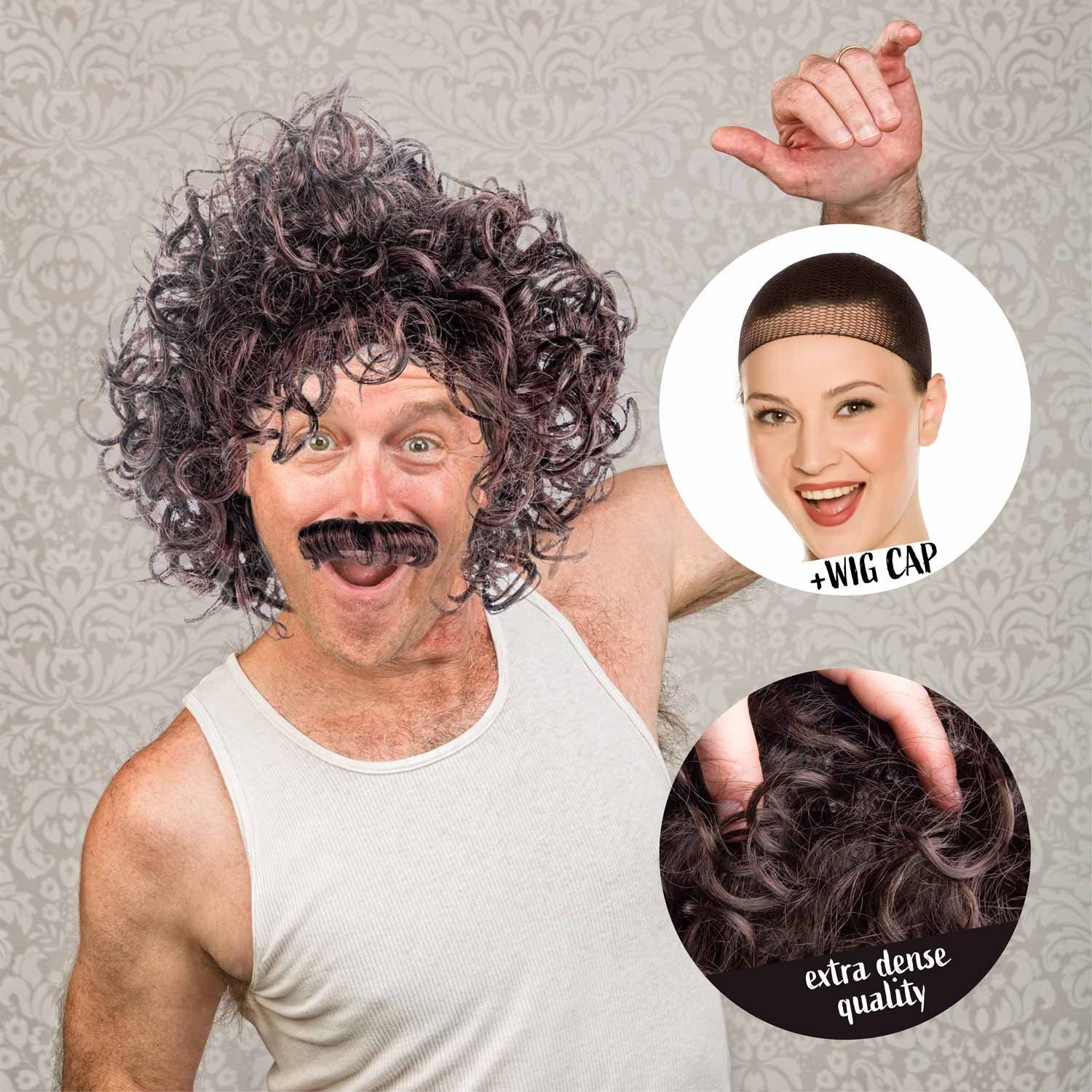 Goods+Gadgets Kunsthaarperücke GOODS+GADGETS Nylon Vokuhila Perücke - 70er 80er Party Wig, 70er & 80er Jahre-Look