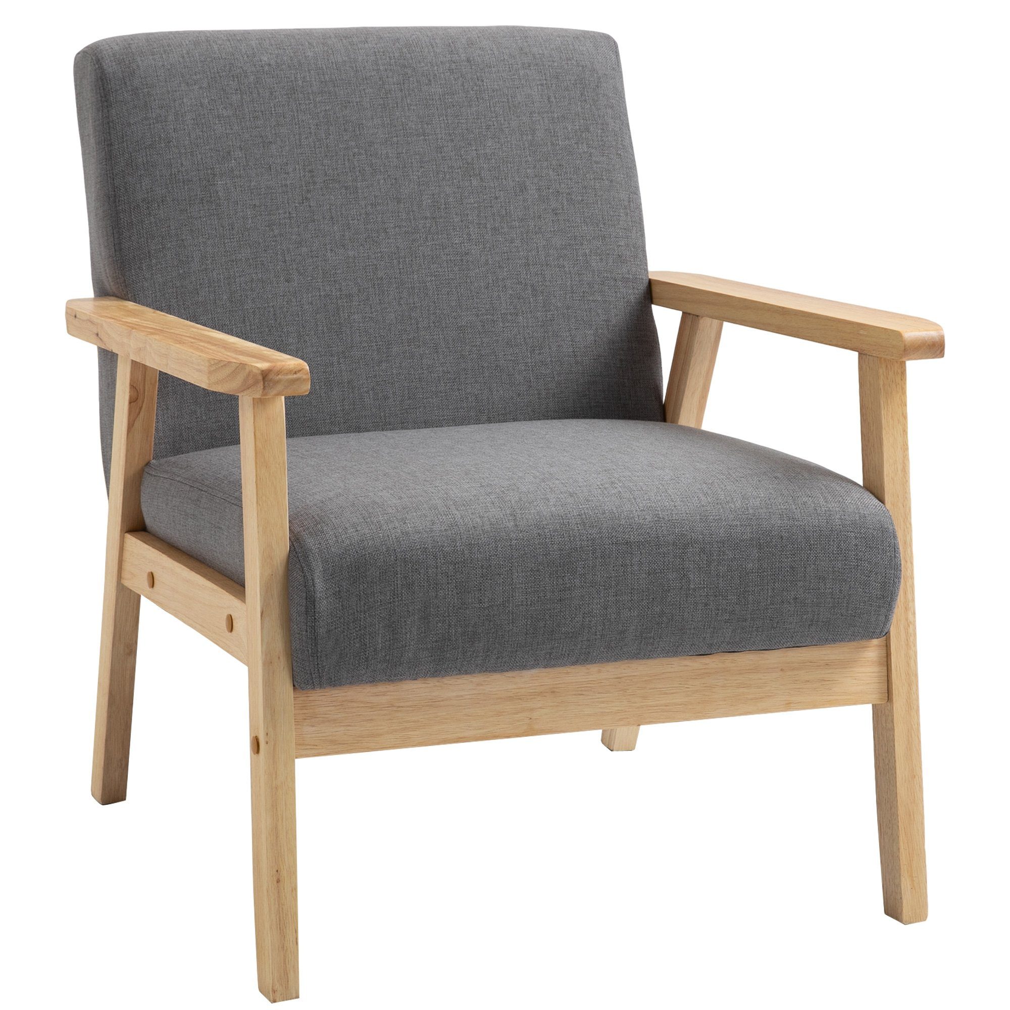 HOMCOM Relaxsessel Loungesessel mit Armlehnen in Leinenoptik (Esszimmerstuh günstig online kaufen