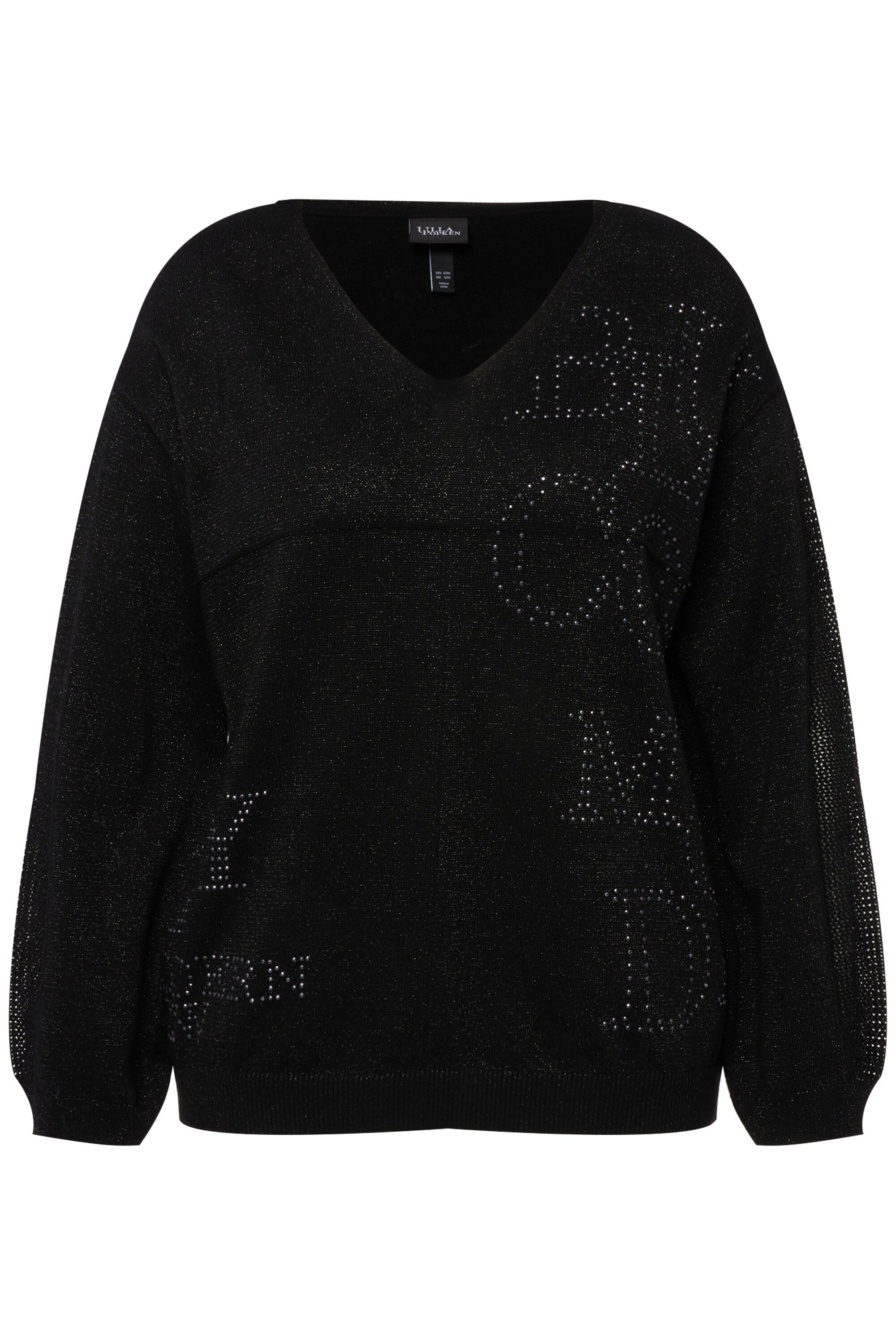 Ulla Popken Strickpullover Pullover Ziersteine V-Ausschnitt Langarm günstig online kaufen