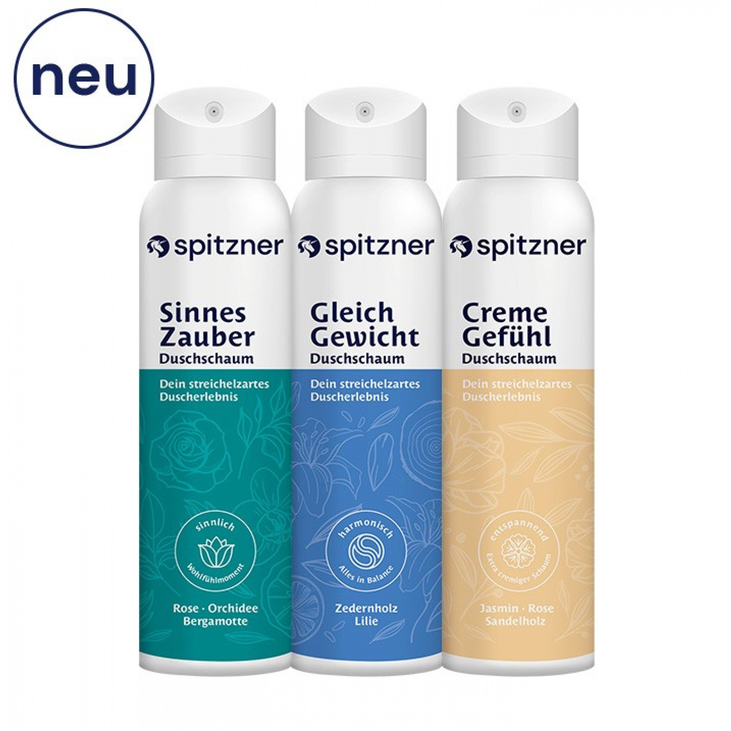 Spitzner Sauna-Aufgussset Spitzner Duschschaum Set "Du & Ich" 3x 150 ml Wellness-Dusche sanft