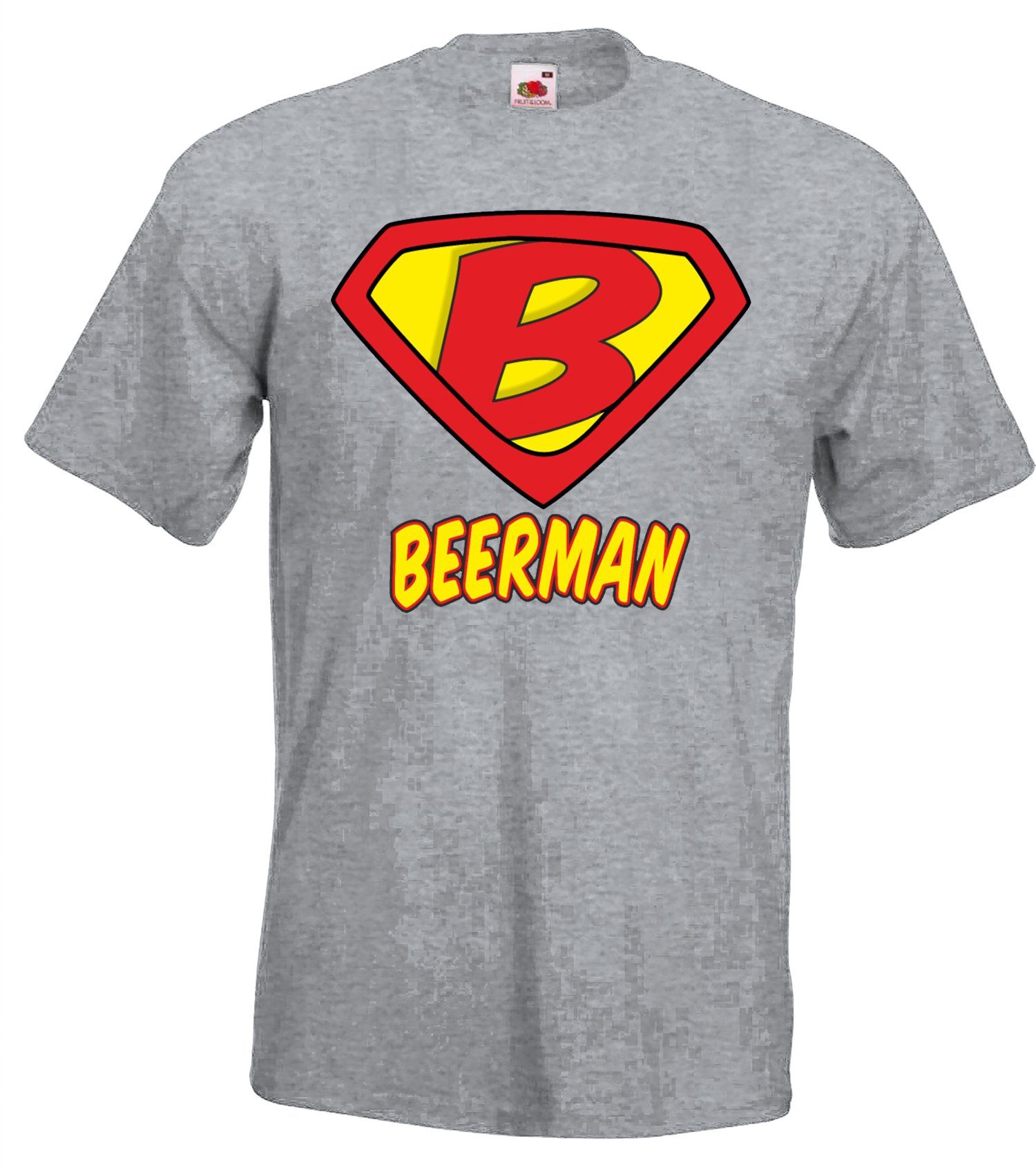 Beerman Herren T-Shirt mit Youth Helden Shirt witzigem Frontprint Designz Grau