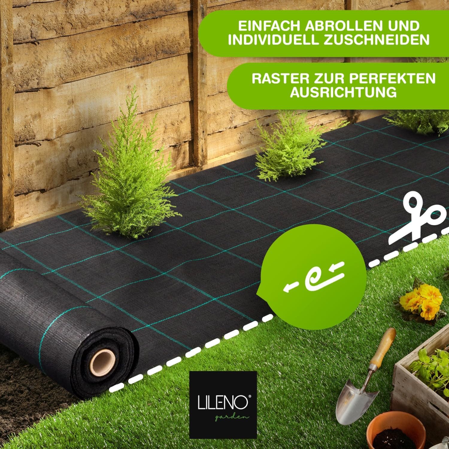 LILENO HOME Gartenvlies Unkrautvlies - Gartenvlies gegen Unkraut, auch als Unkrautgewebe, 25m² [100 g/qm] - Garten Unkrautfolie Wasserdurchlässig