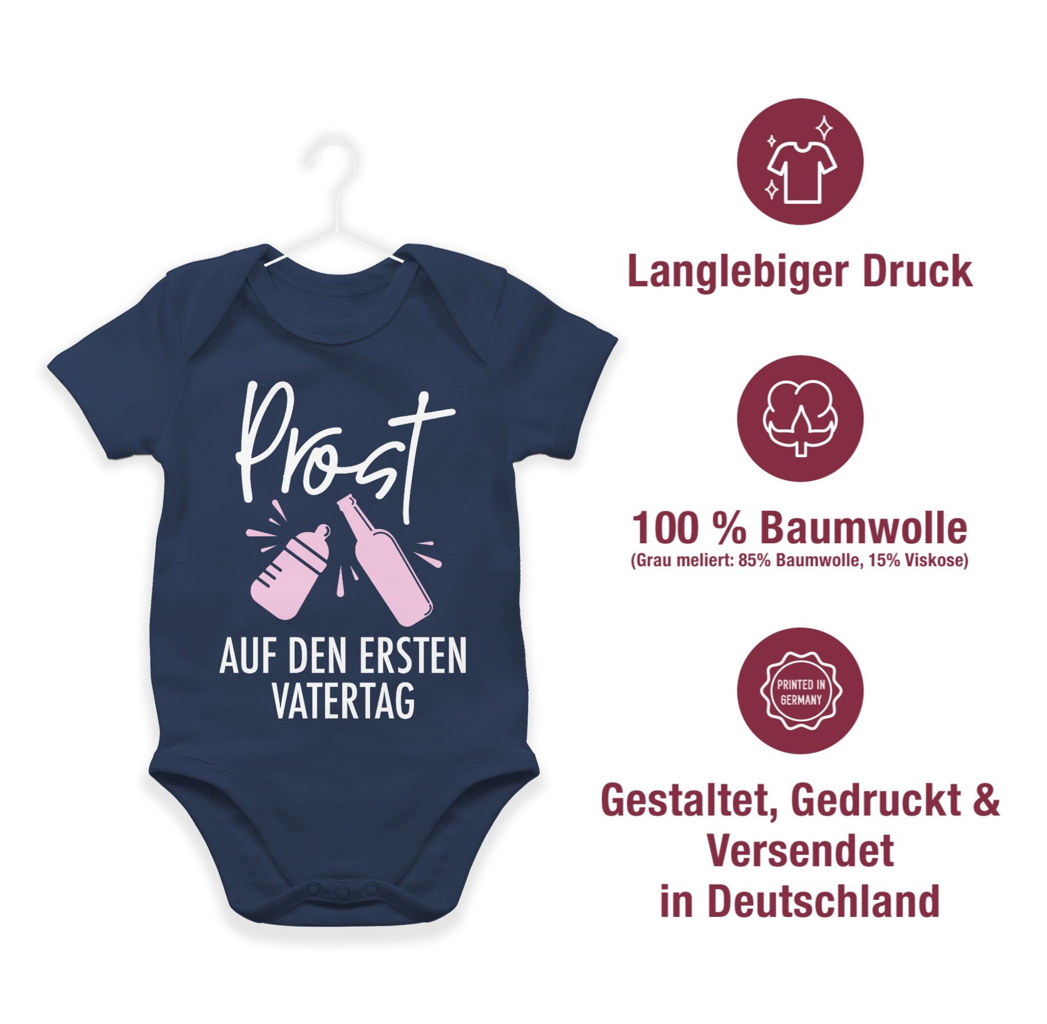 Shirtbody ersten Baby weiß/rosa - 3 Shirtracer Blau auf Vatertag Navy Vatertag Prost den Geschenk