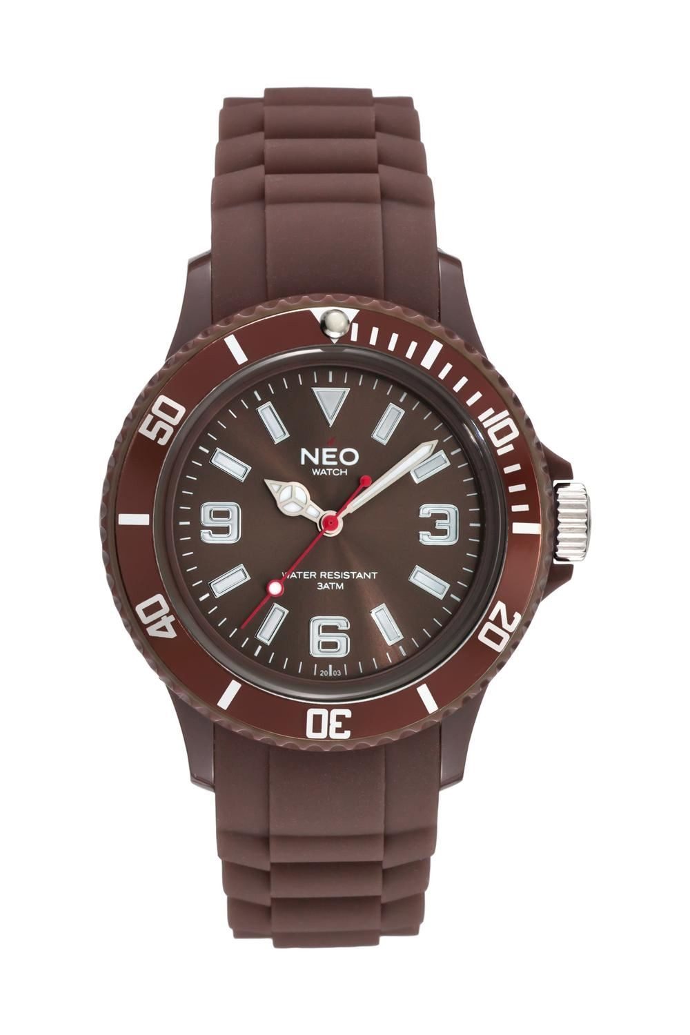 Neo Watch Quarzuhr Damenuhr Herrenuhr unisex dunkelbraun NICE-1 Armbanduhr Modell N1-004, Mineralglas, Damen Herren Uhr, dunkelbraunes Gehäuse, braunes Armband