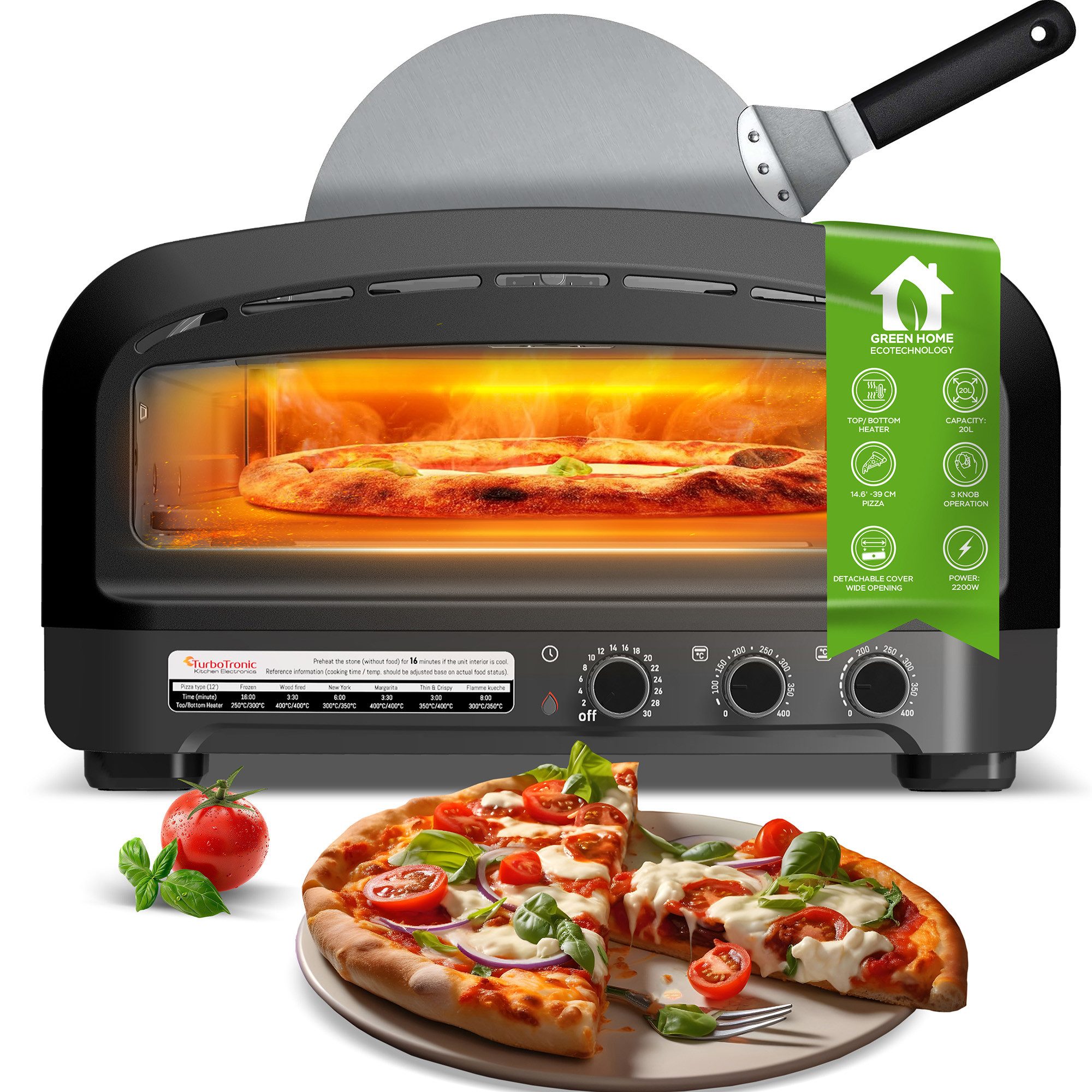 TurboTronic by ZLine Pizzaofen 37cm große Pizza New York bis 400°C