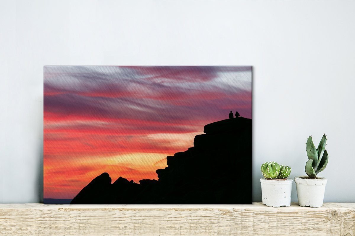 30x20 (1 cm Silhouette im Leinwandbild Peak in Wandbild der Landschaft Leinwandbilder, Park National OneMillionCanvasses® England, Wanddeko, Aufhängefertig, District St),