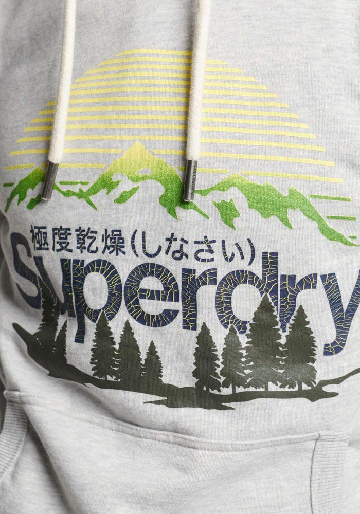 Superdry GREAT Kapuzensweatshirt HOOD Marl GRAPHIC OUTDOORS CL Grey