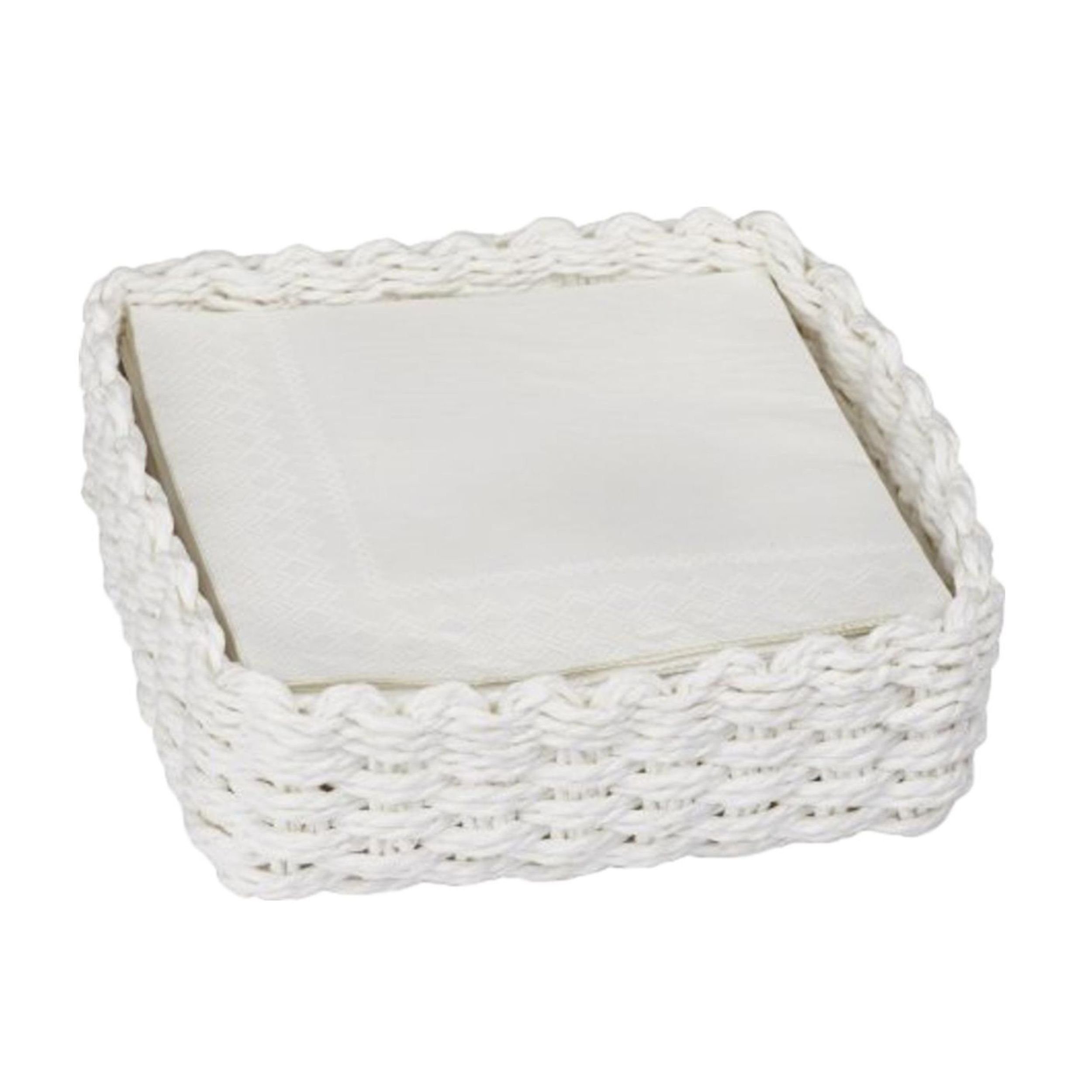 IHR Serviettenhalter Papier Serviettenhalter Geflochten Weiß 19cm, Papier