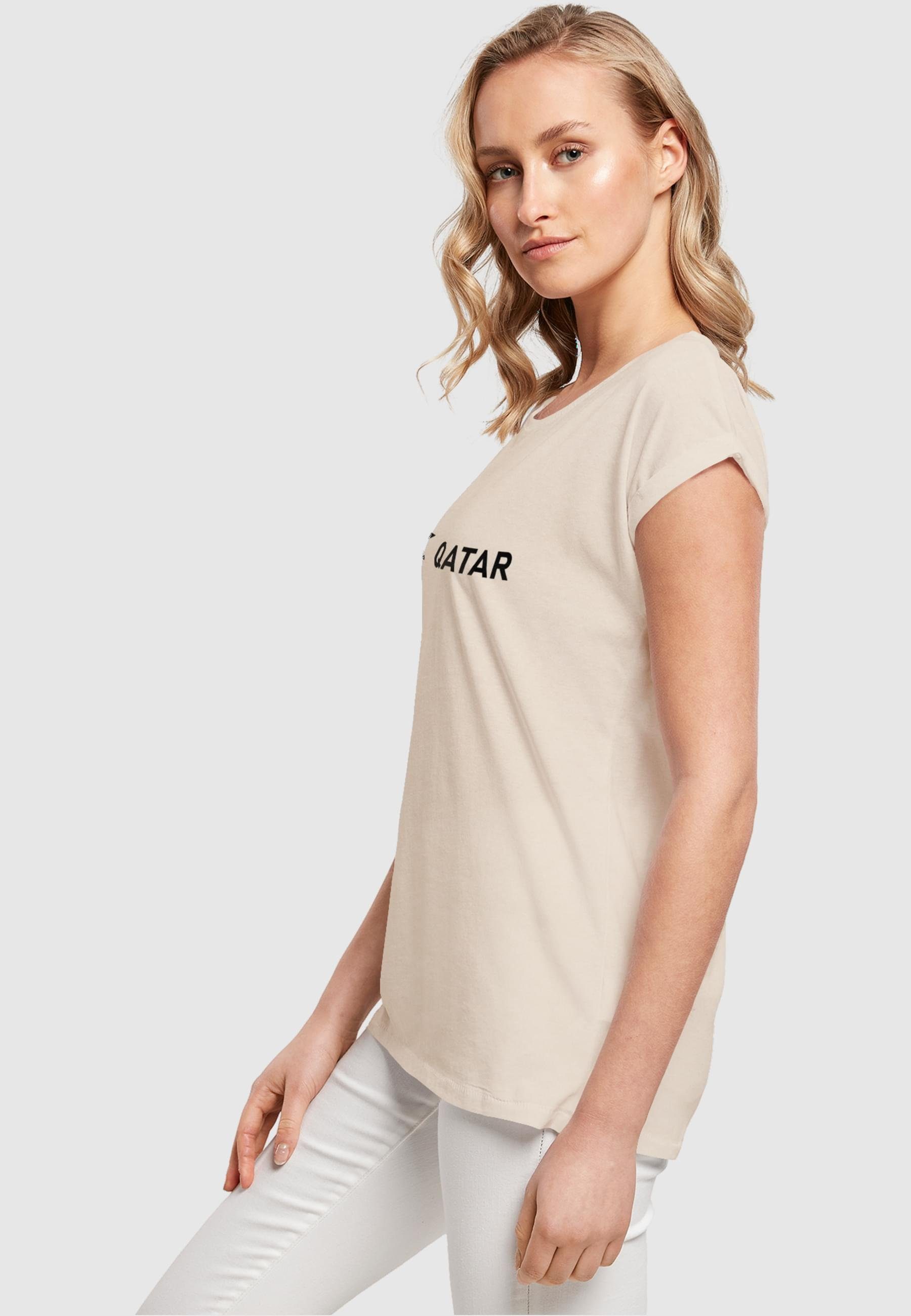 Shoulder Extended Merchcode whitesand Ladies Qatar Tee T-Shirt F#K (1-tlg) Damen