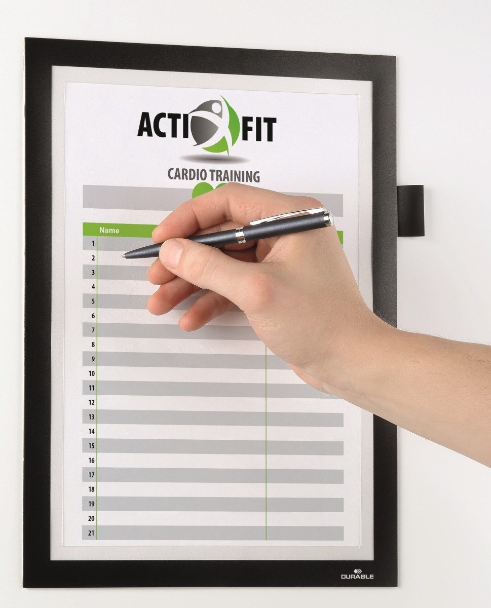 DURABLE Fächermappe Magnetschildrahmen Duraframe Note A4 selbstklebend schwarz (10 Stück)