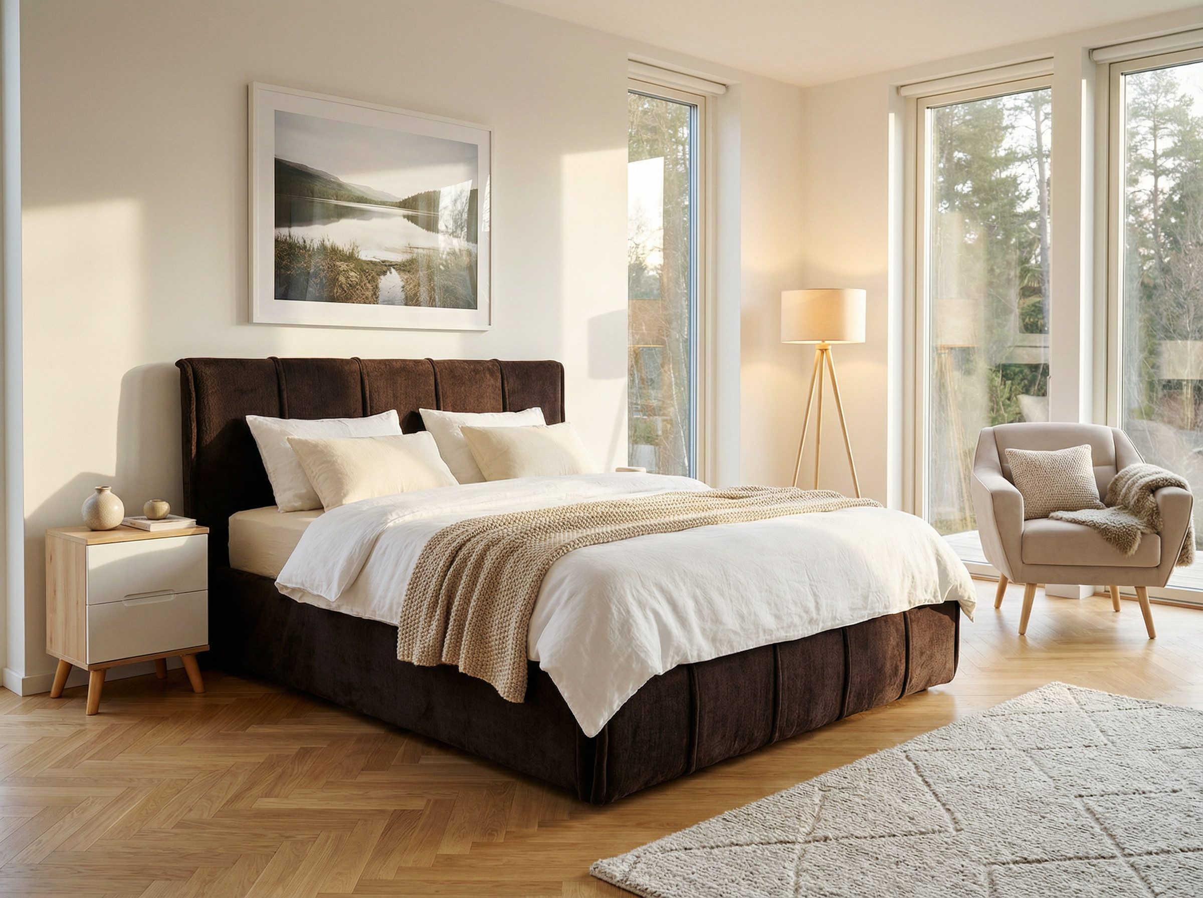 OTTO home Polsterbett EVELLINA in der Größe 180x200 cm, mit flauschigem Stoff bezogen, wahlweise mit Lattenrost und King-Matratze (28cm)