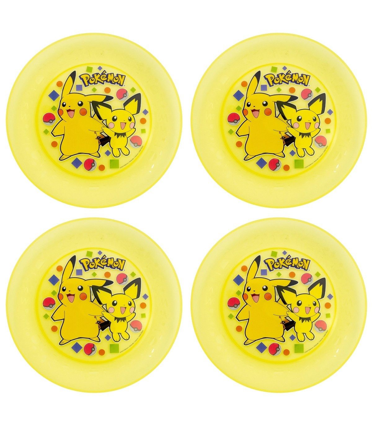 POKÉMON Teller Kinder Teller Set 4 teilig geeignet für Mikrowelle und Spülmaschine, (4 St)