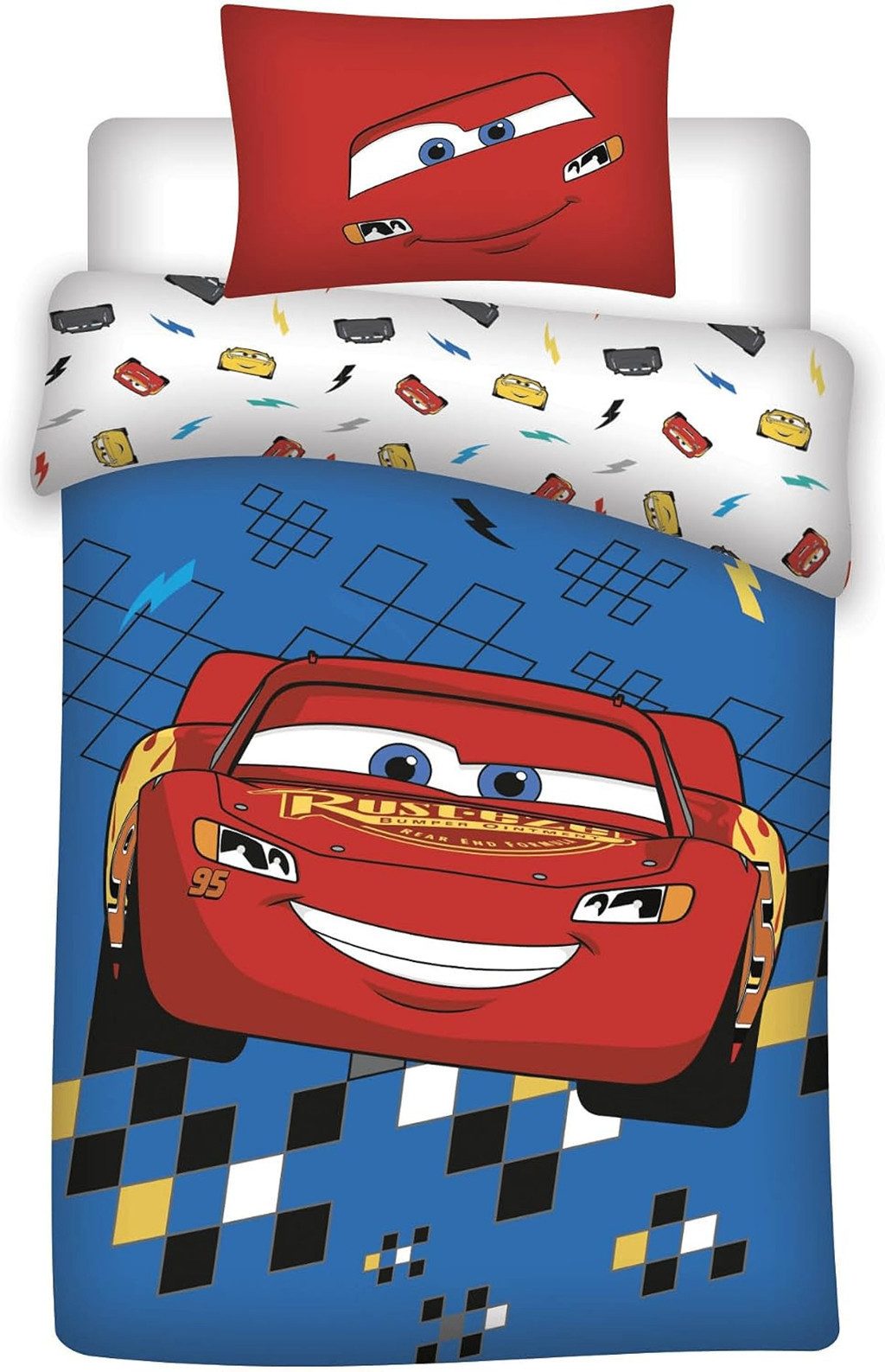 AY!Max Babybettwäsche Cars Babybettwäsche Set Lightning McQueen 100x140 cm 100% Baumwolle, 2 teilig, Langlebig