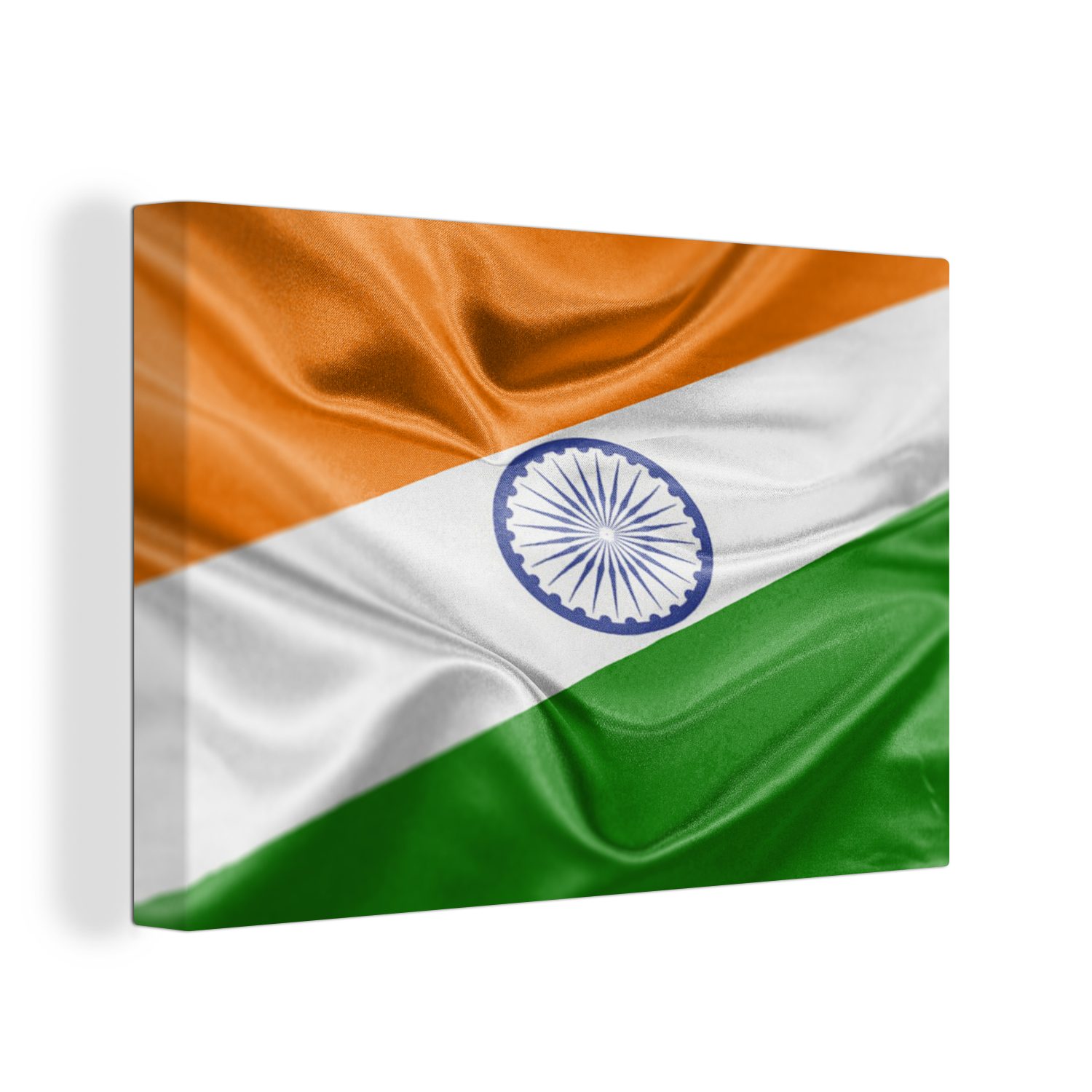 OneMillionCanvasses® Leinwandbild Nahaufnahme der Flagge von Indien, (1 St), Wandbild Leinwandbilder, Aufhängefertig, Wanddeko, 30x20 cm