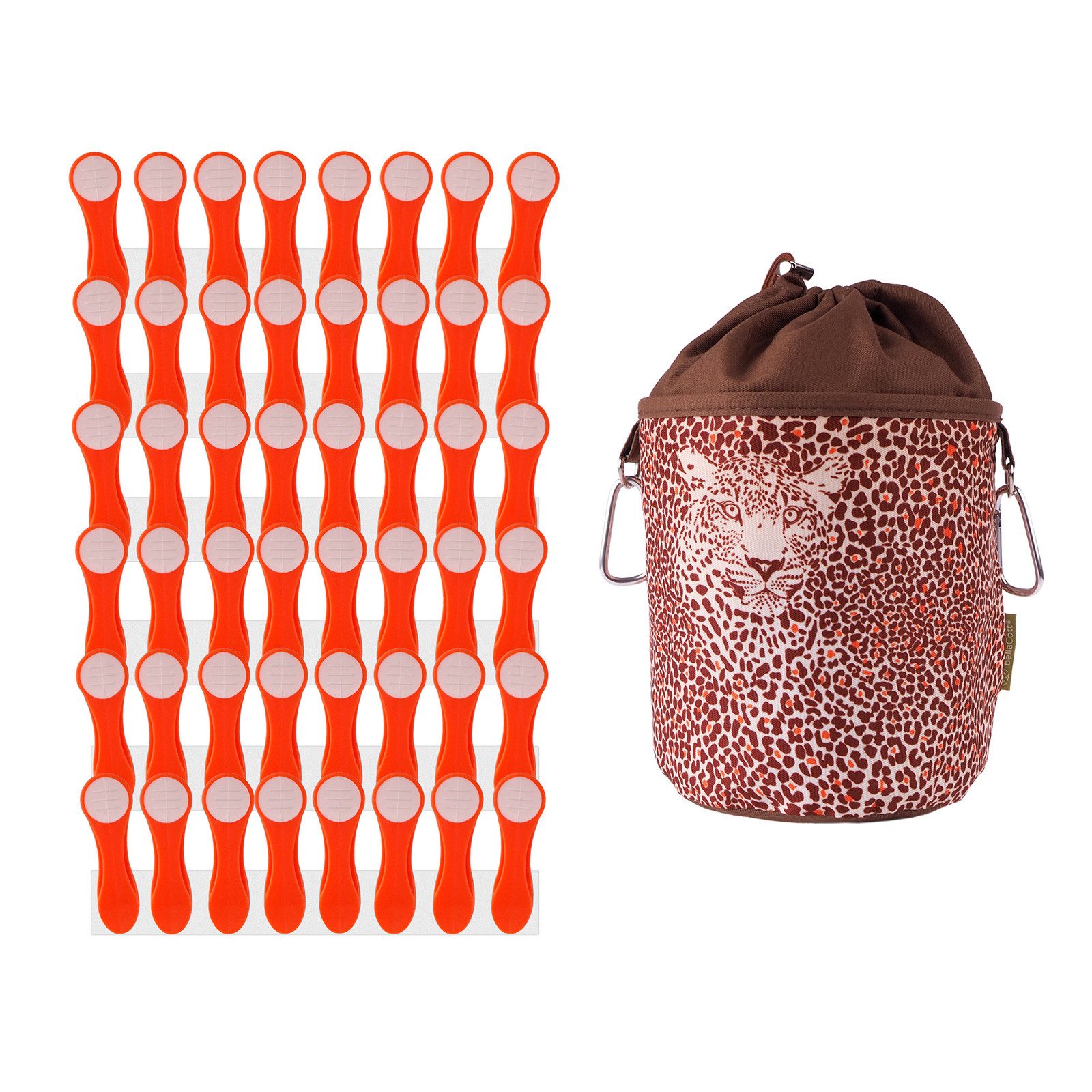 trendfinding Wäscheklammern 48 Wäscheklammern Orange-Weiß Edelstahl und 1 Klammerbeutel Leopard, Mit neuester Klammertechnik für empfindliche Wäsche