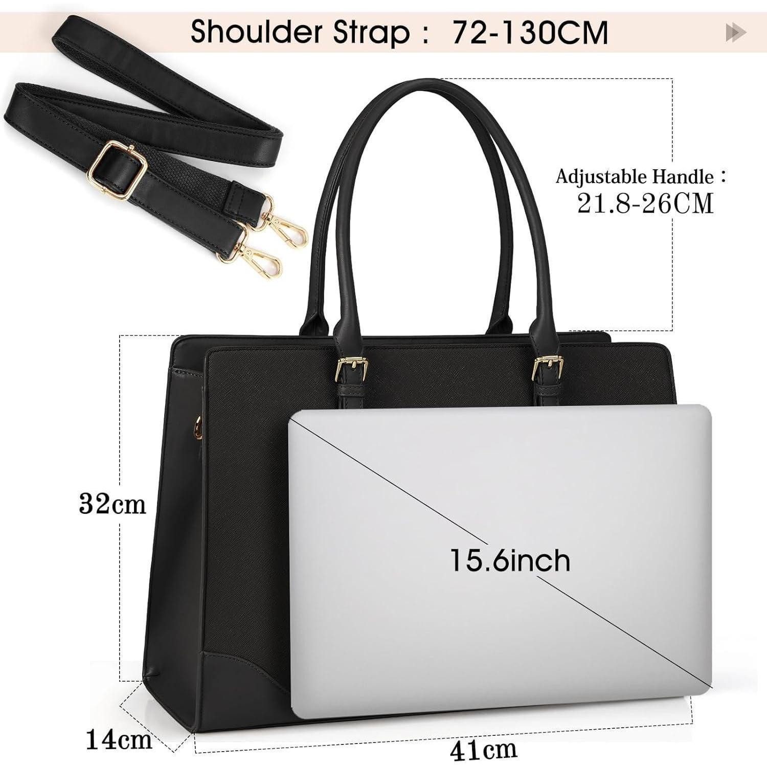 LuxusKollektion Handtasche Handtasche Damen Shopper Schwarz PU Leder Laptoptasche 15.6 Zoll