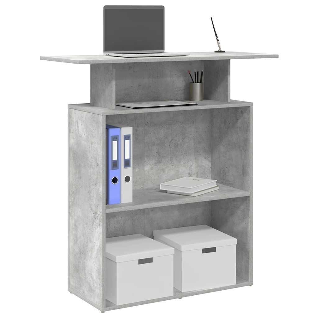 vidaXL Schreibtisch Empfangstheke Betongrau 100x40x104 cm Holzwerkstoff