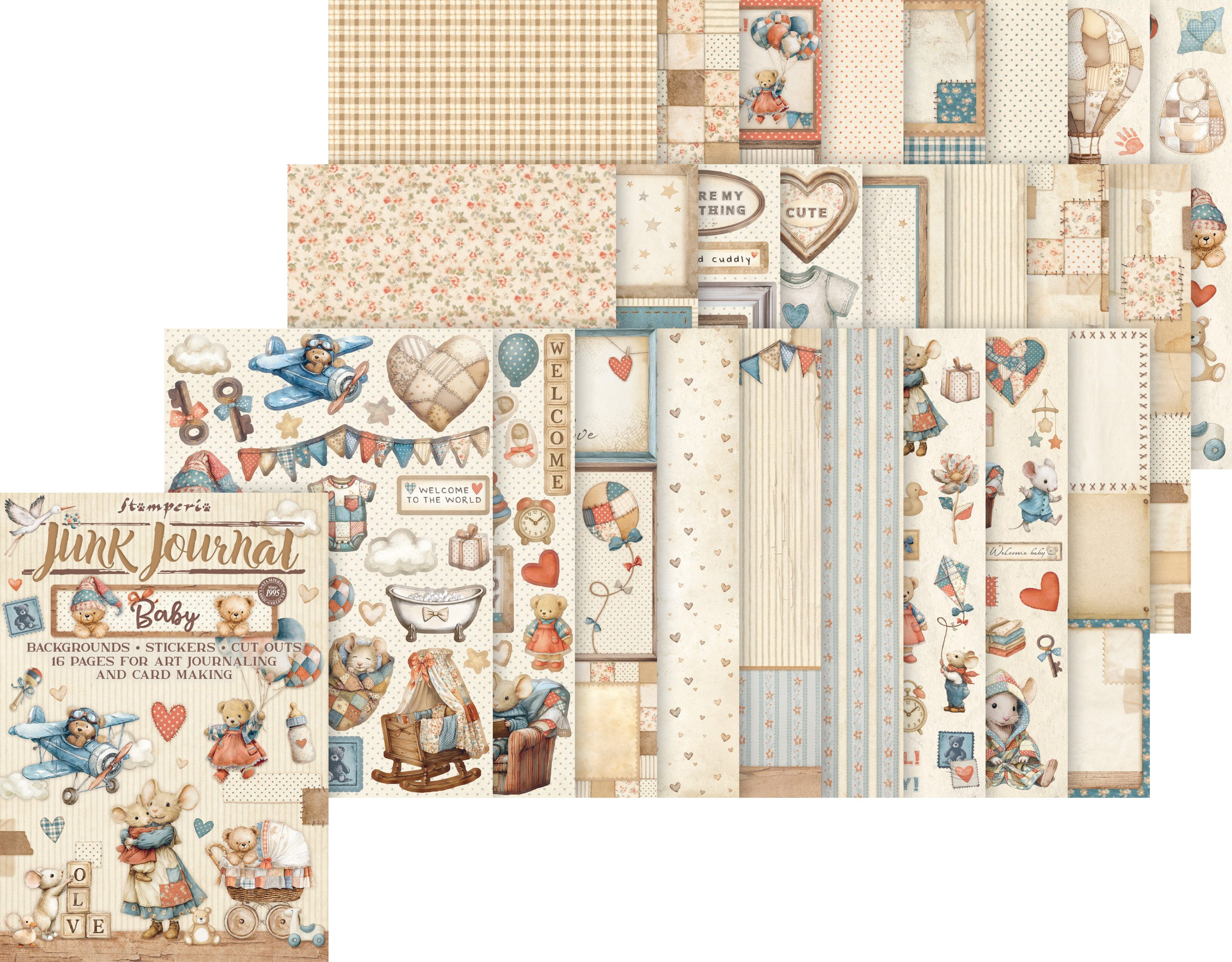 Stamperia Motivpapier Junk Journal Book Baby, 16 Blatt