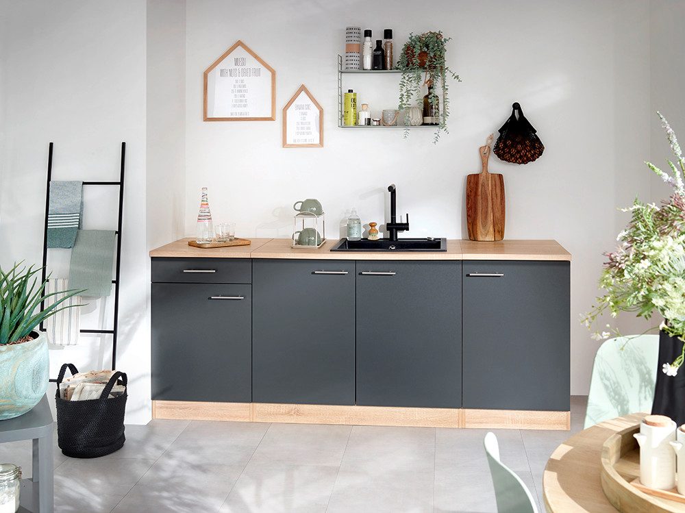 RESPEKTA Spülenschrank Merle Breite 50 cm, Soft-Close, Griffe aus Metall, 85 cm Arbeitshöhe