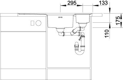 rechteckig, Glasschneidebrett S-IF, und AXIS Blanco Küchenspüle III 6 Edelstahlschale mit
